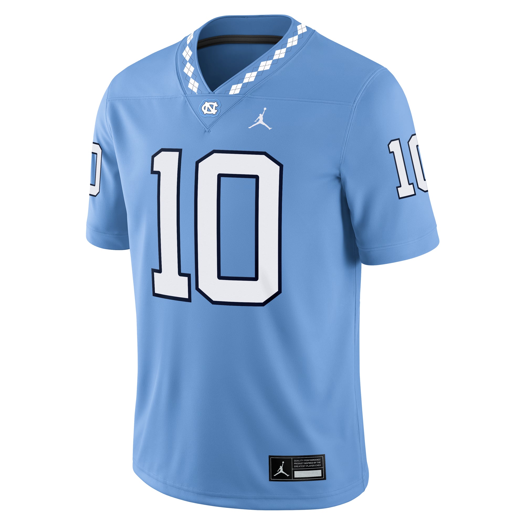 Maillot Jordan Brand Drake Maye Carolina Blue pour homme, match à domicile des anciens Tar Heels de Caroline du Nord