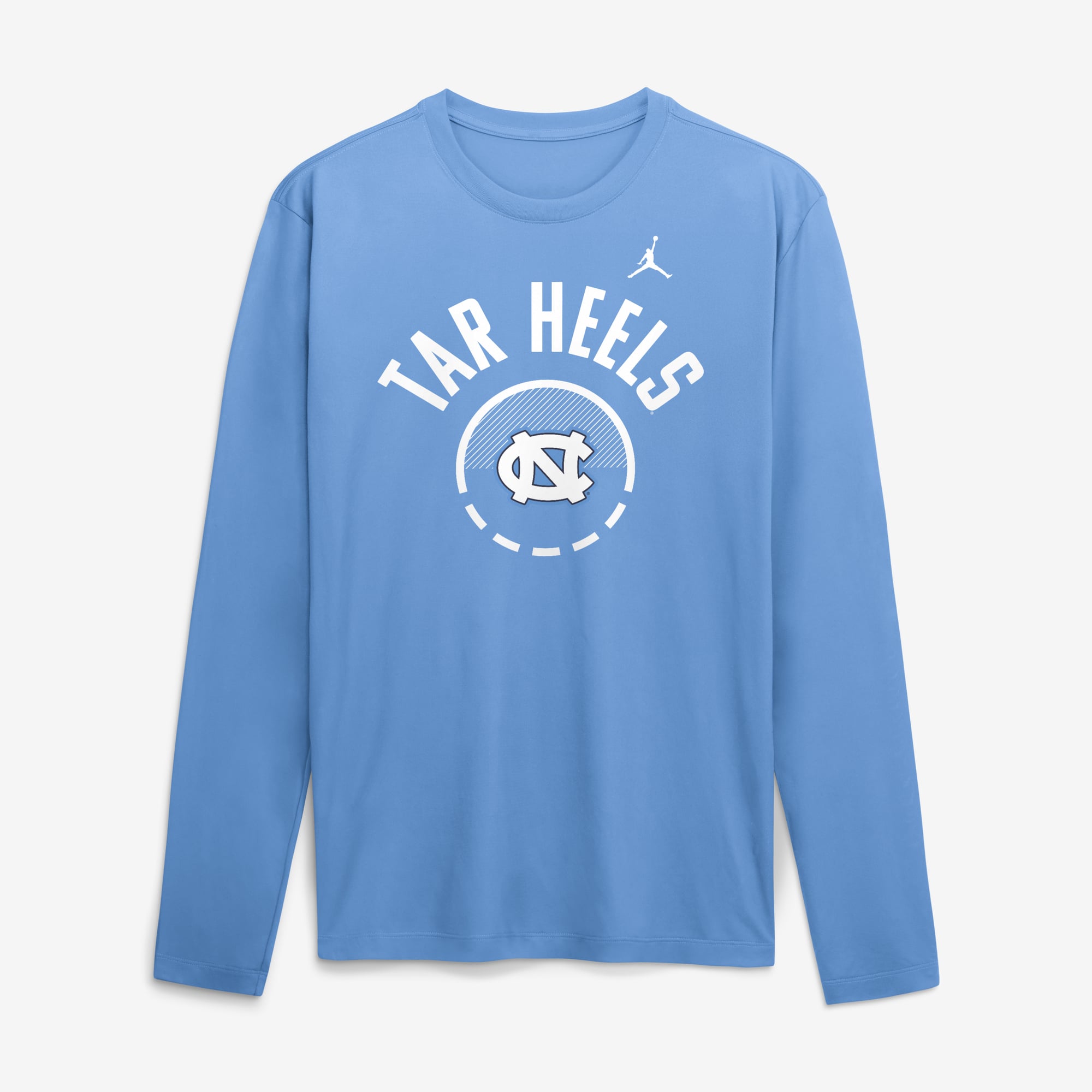 T-shirt à manches longues Jordan Brand bleu clair pour homme, North Carolina Tar Heels 2026 Courtside Basketball Shootaround Legend Dri-FIT