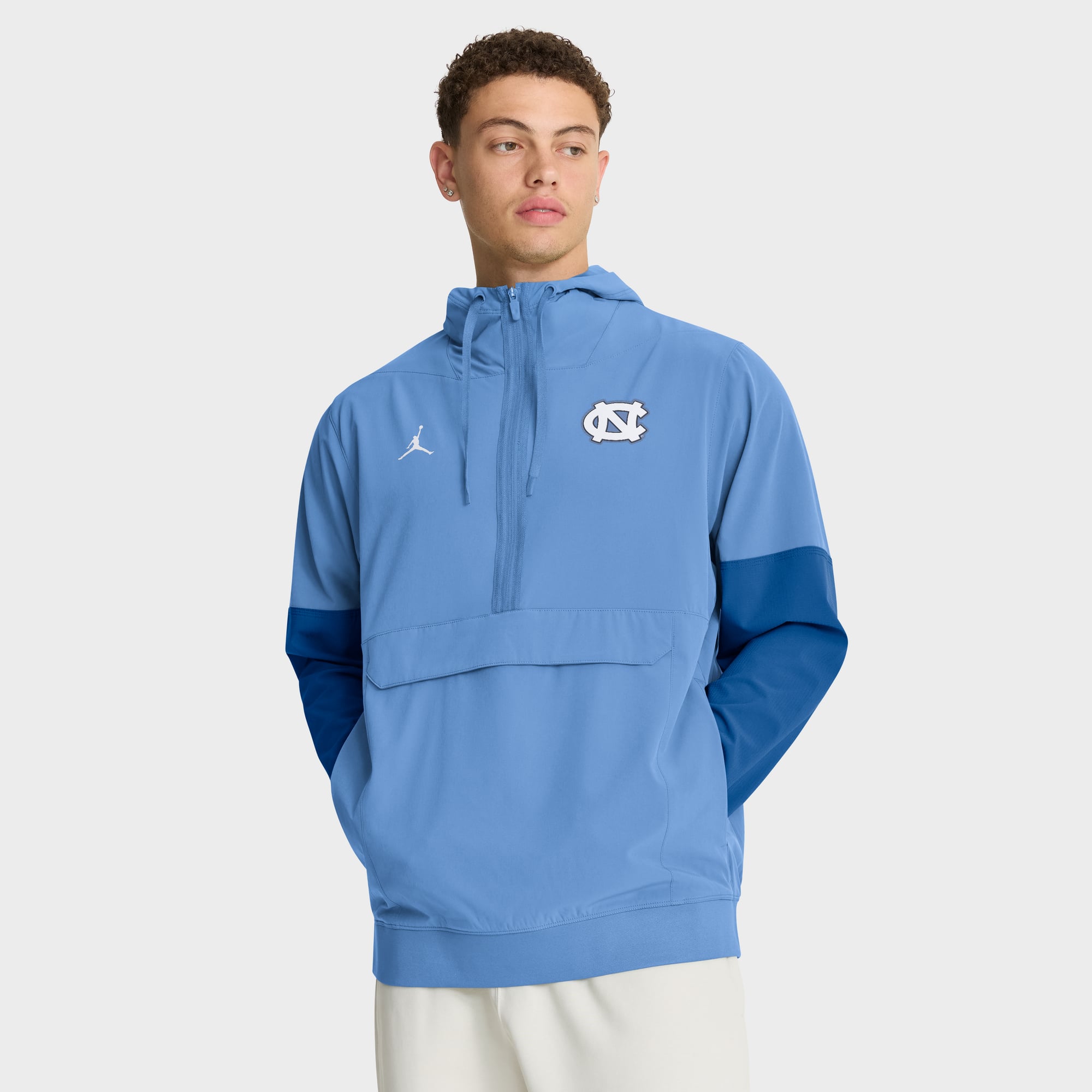 Men's Jordan Brand Light Blue North Carolina Tar Heels Anorak Half-Zip Hooded Jacket