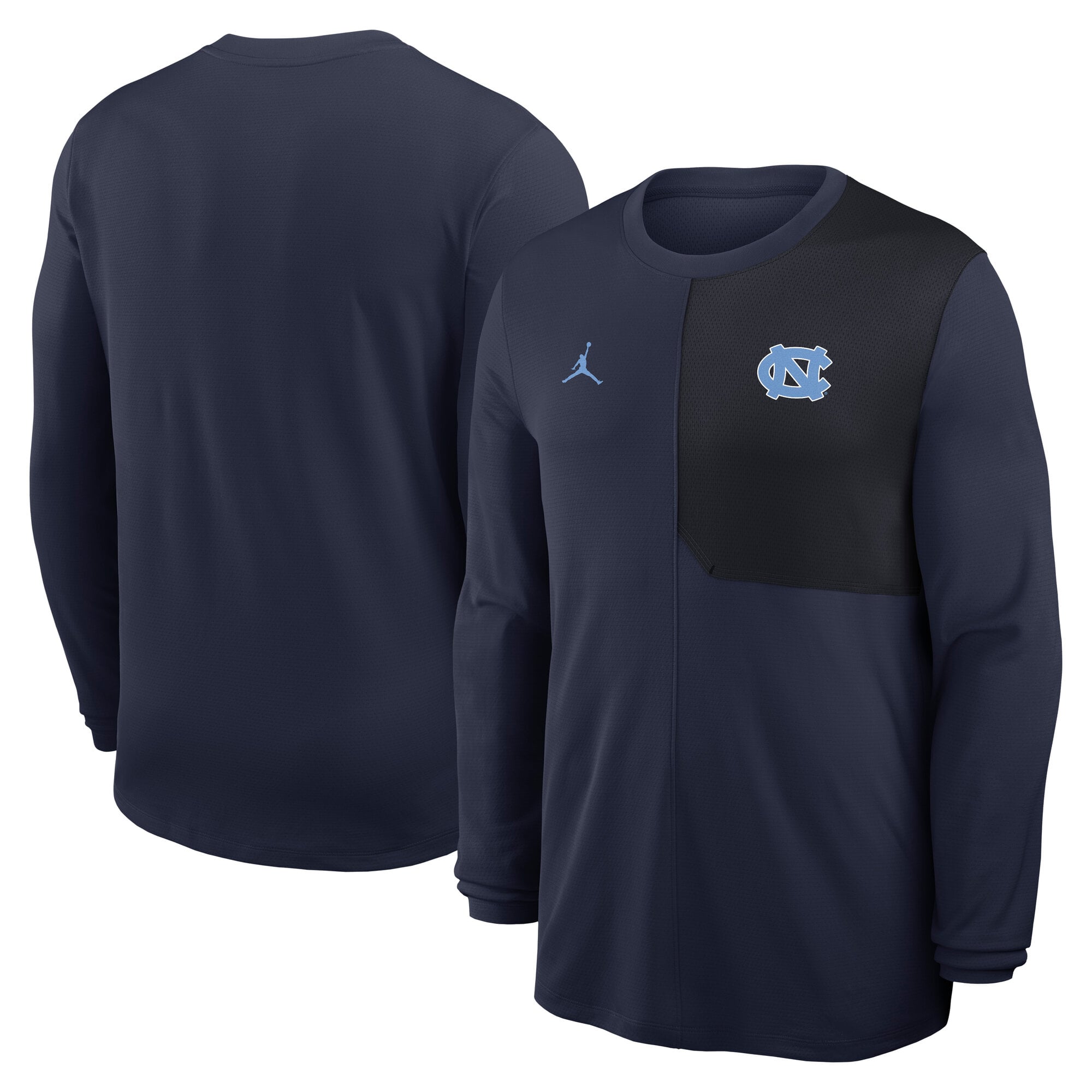 Men's Jordan Brand Navy North Carolina Tar Heels 2025 Sideline Coach UV Dri-FIT Long Sleeve Shirt