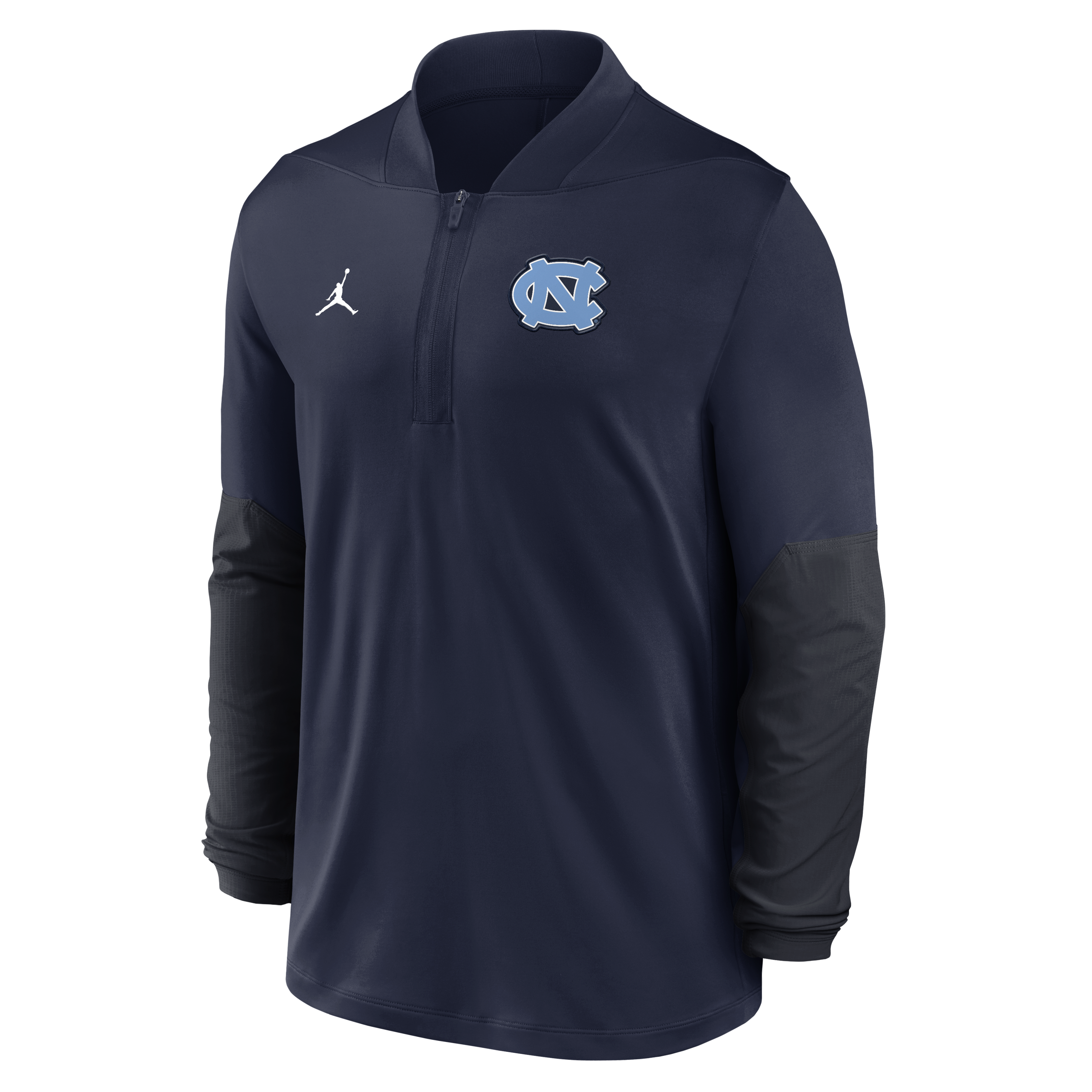 Pull à demi-zip Jordan Brand bleu marine North Carolina Tar Heels Sideline Dri-FIT pour homme