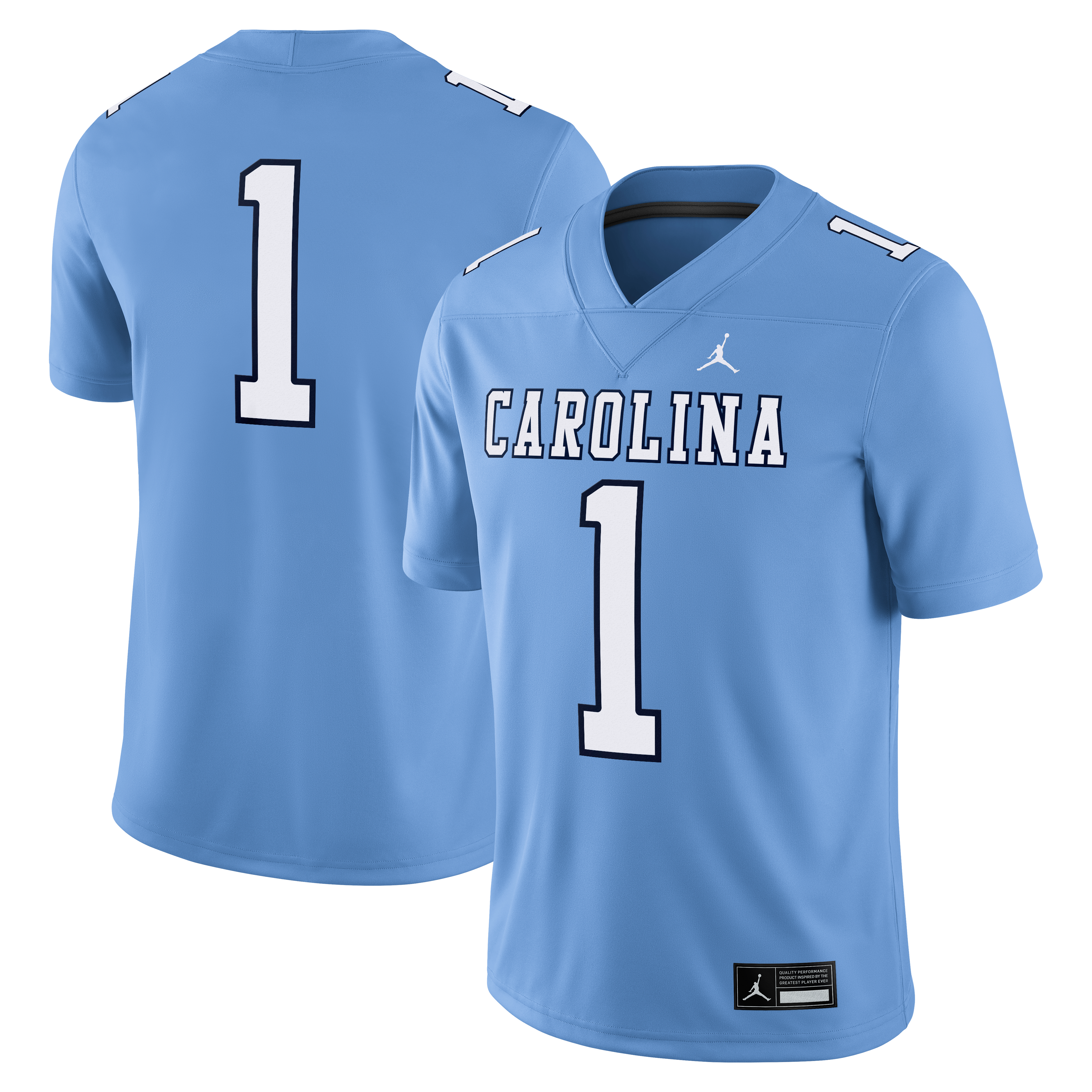 Men's Jordan Brand #1 Carolina Blue North Tar Heels Alternate Game Football Jersey