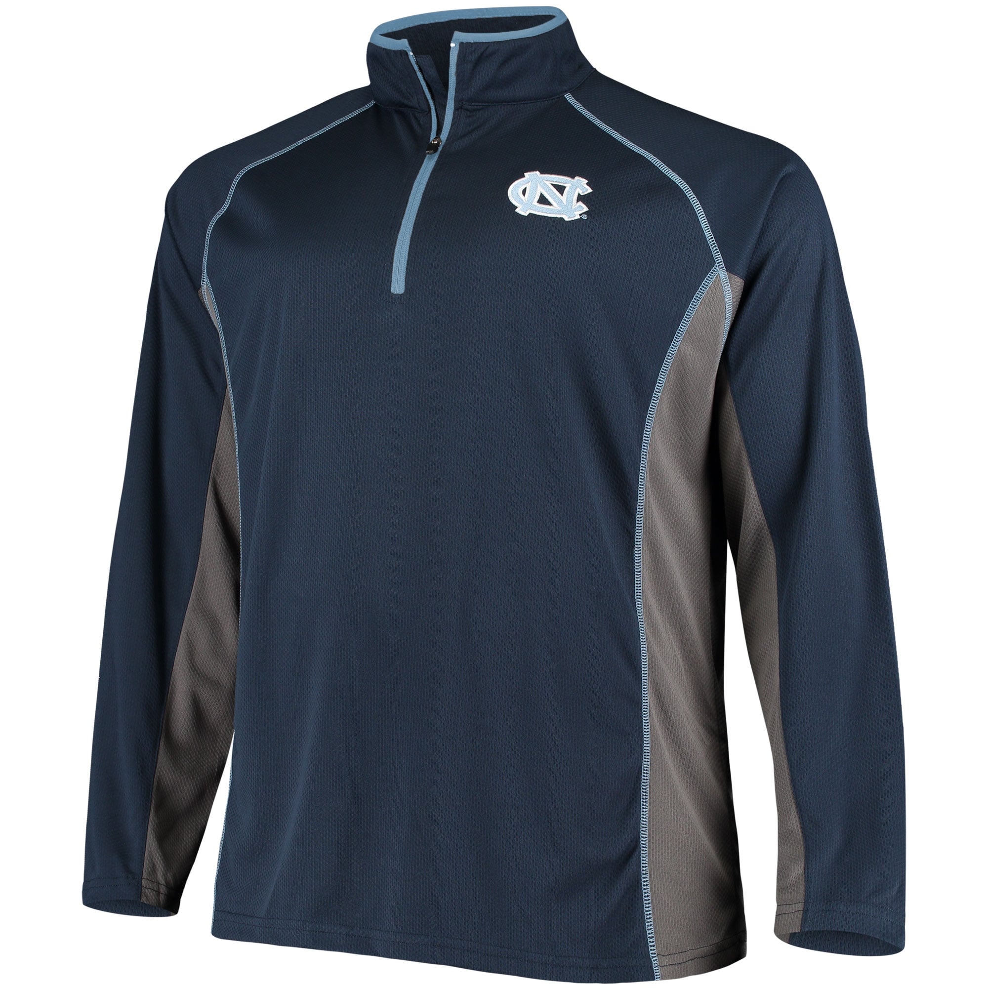 Veste raglan à quart de zip pour homme, bleu marine/gris anthracite, North Carolina Tar Heels, grandes tailles