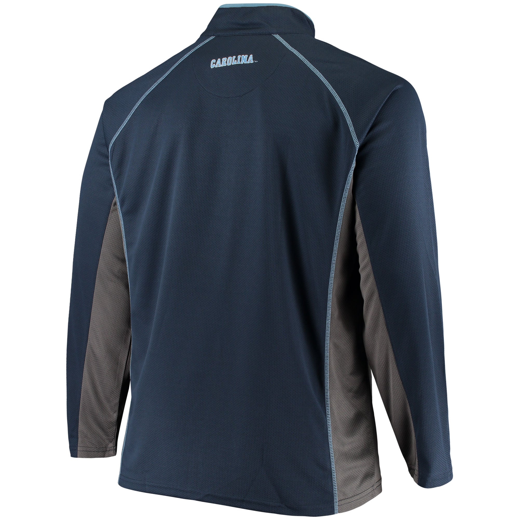 Veste raglan à quart de zip pour homme, bleu marine/gris anthracite, North Carolina Tar Heels, grandes tailles