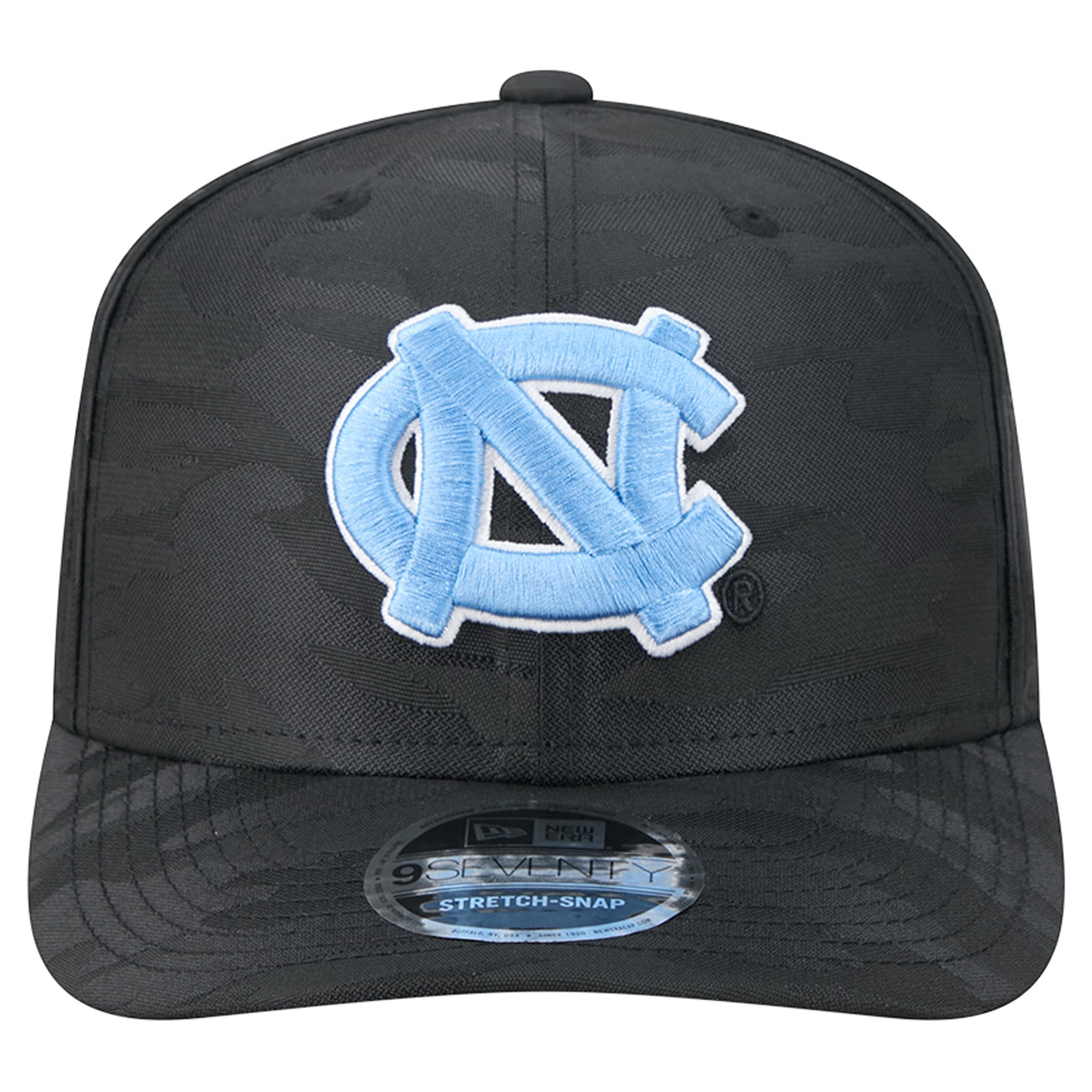 Casquette ajustable New Era 9SEVENTY noire pour homme, motif camouflage perforé des Tar Heels de Caroline du Nord