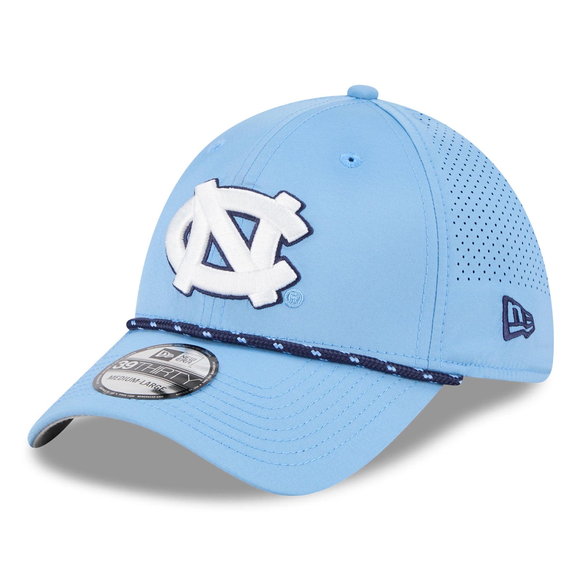 Casquette extensible New Era 39THIRTY Performance Rope, bleu Caroline, pour homme, North Carolina Tar Heels.