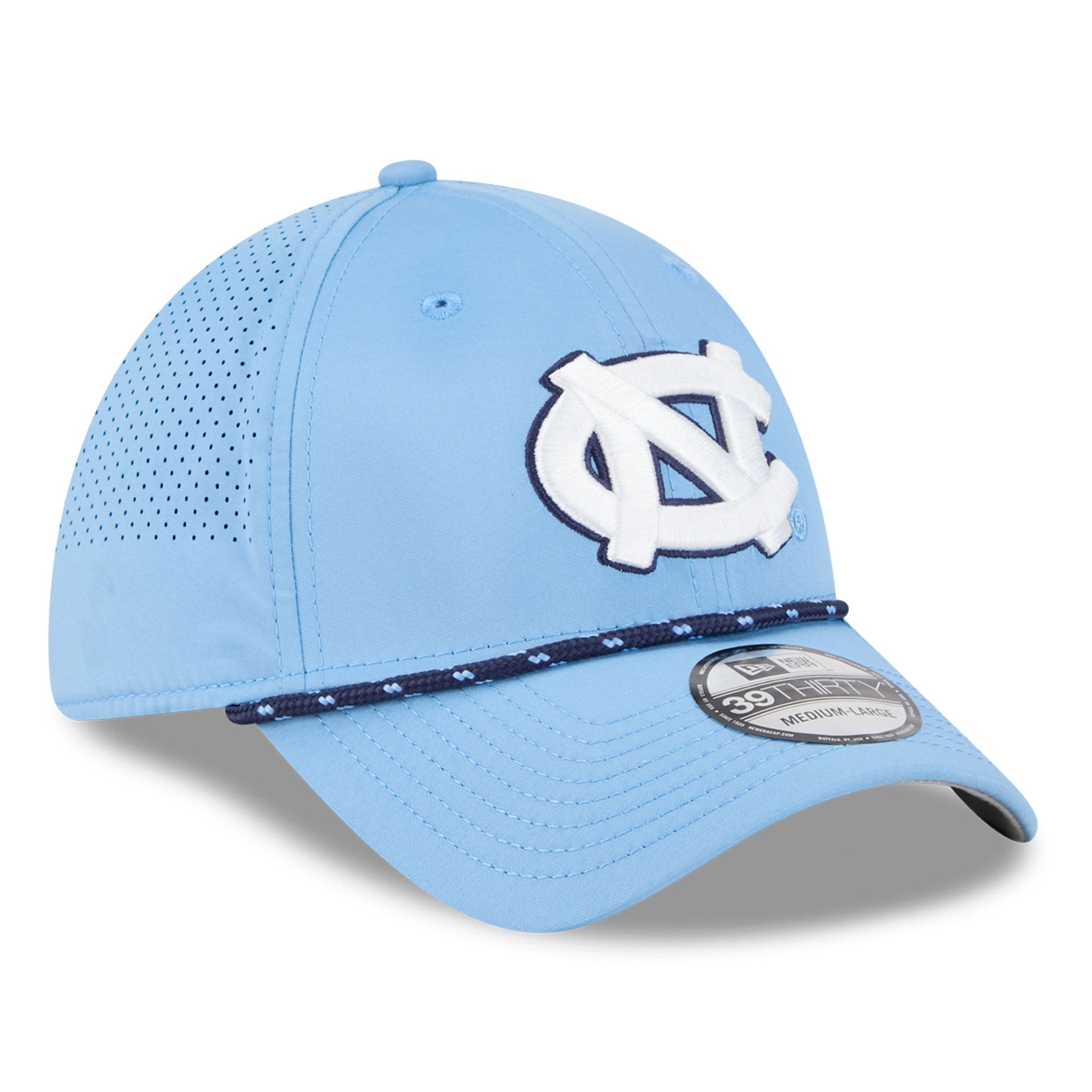 Casquette extensible New Era 39THIRTY Performance Rope, bleu Caroline, pour homme, North Carolina Tar Heels.