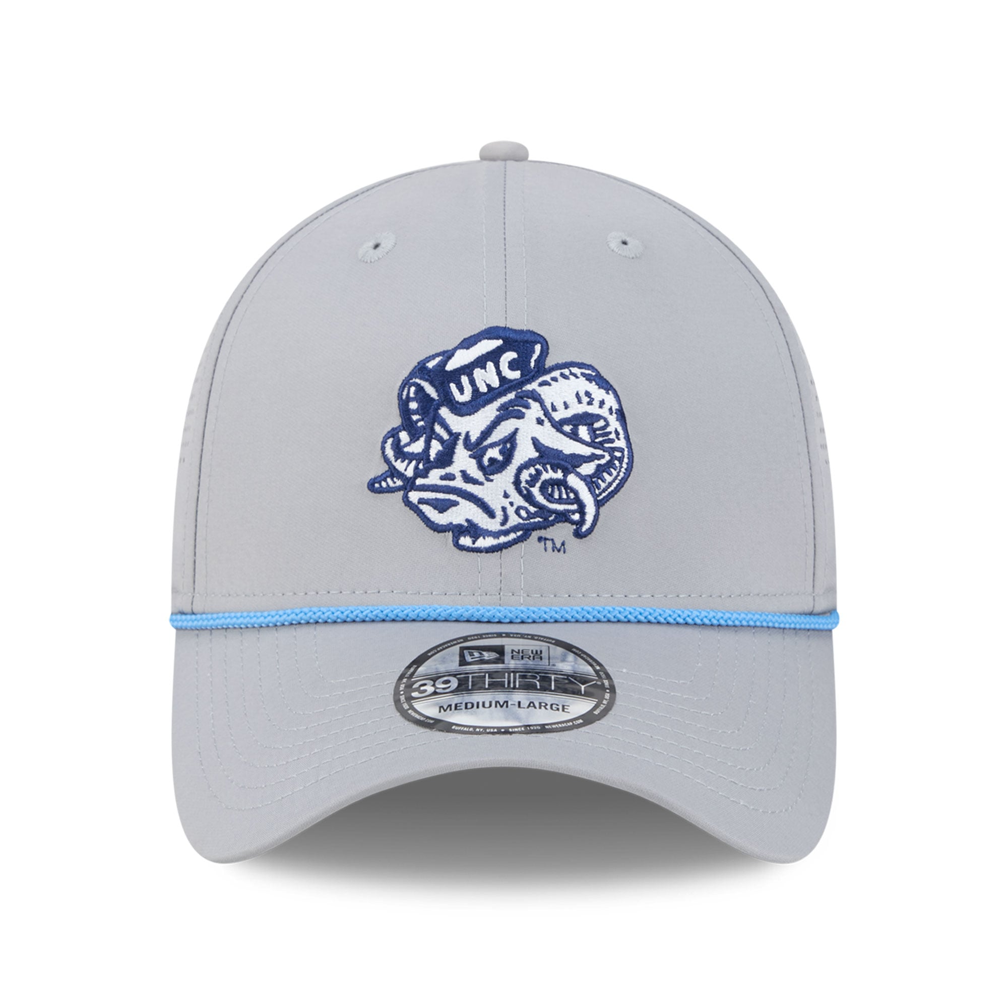 Casquette New Era grise pour homme North Carolina Tar Heels Vault Inline Performance Rope 39THIRTY Stretch