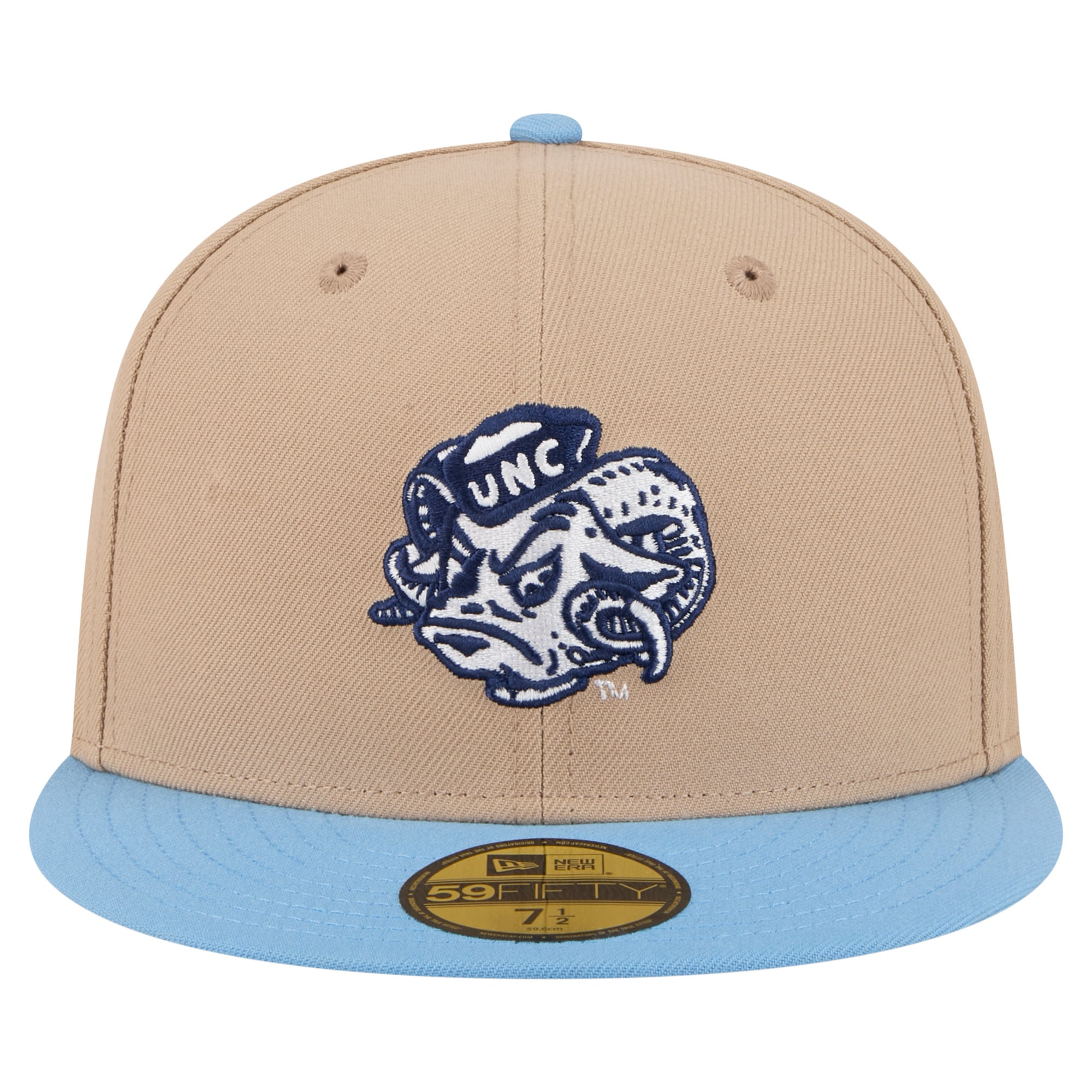 Men's New Era Khaki North Carolina Tar Heels Throwback Two-Tone 59FIFTY Fitted Hat