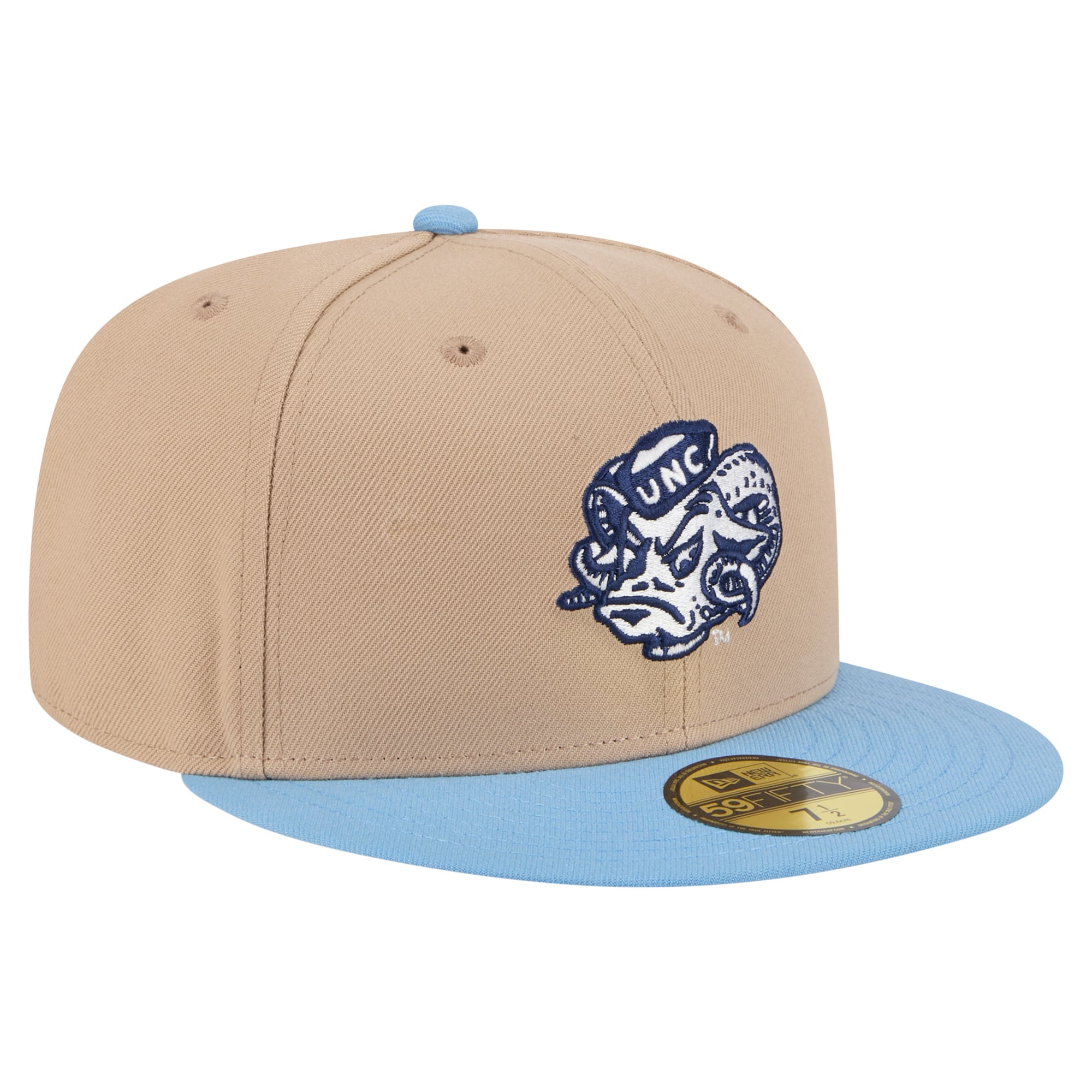 Men's New Era Khaki North Carolina Tar Heels Throwback Two-Tone 59FIFTY Fitted Hat