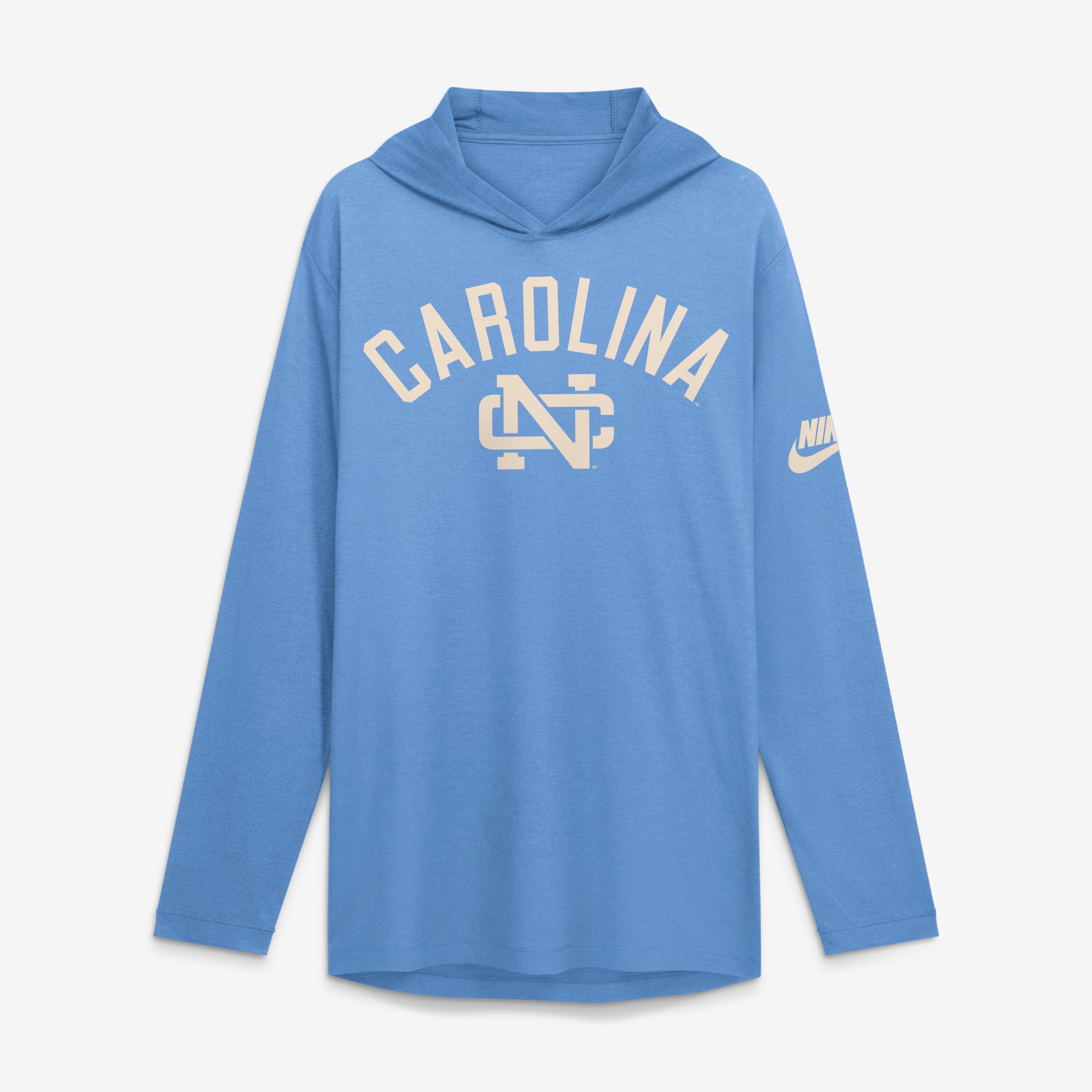 Men's Nike Carolina Blue North Tar Heels Legacy Arch Tri-Blend Long Sleeve Hooded T-Shirt