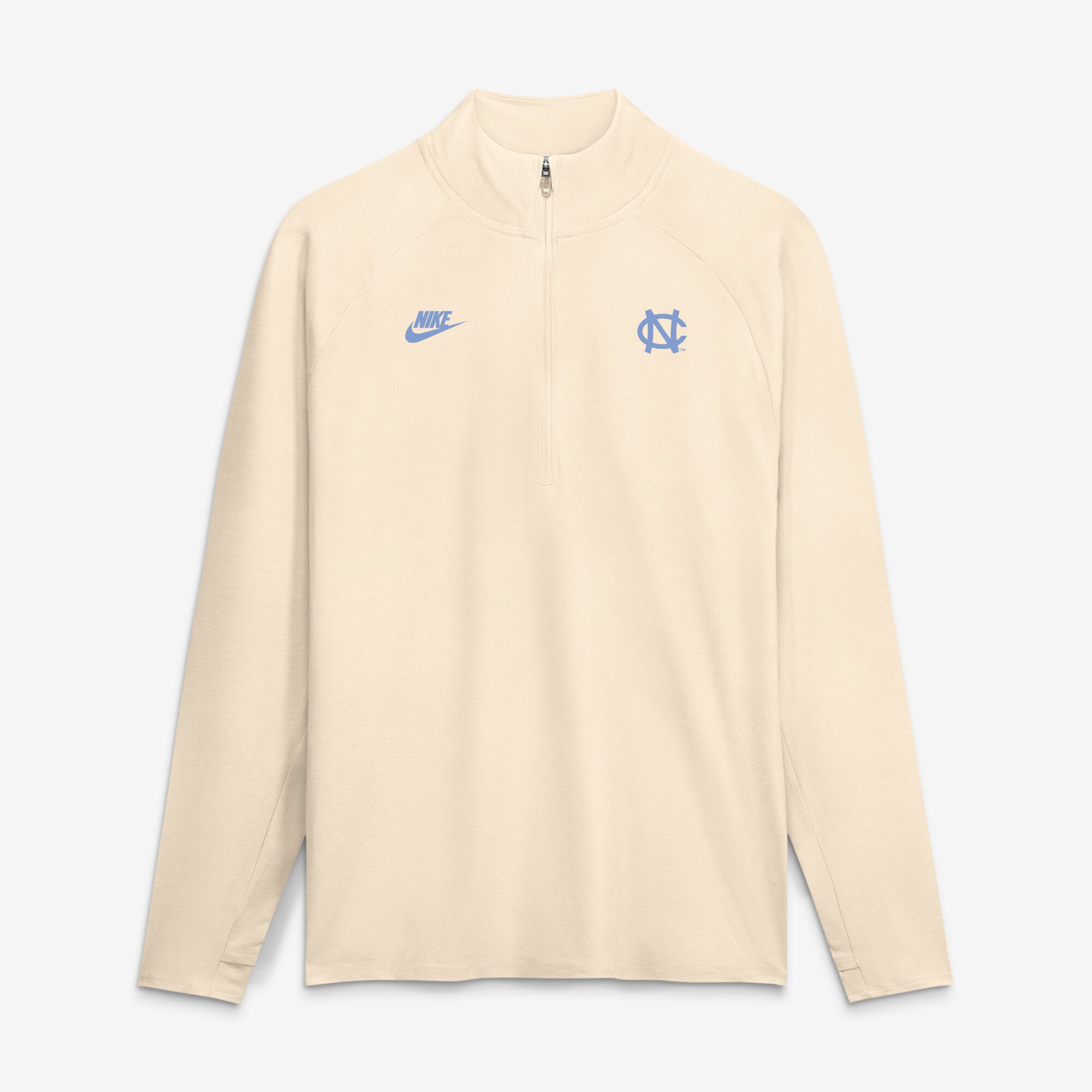 Pull-over Nike Stride Raglan Dri-FIT demi-zip crème pour homme, North Carolina Tar Heels.