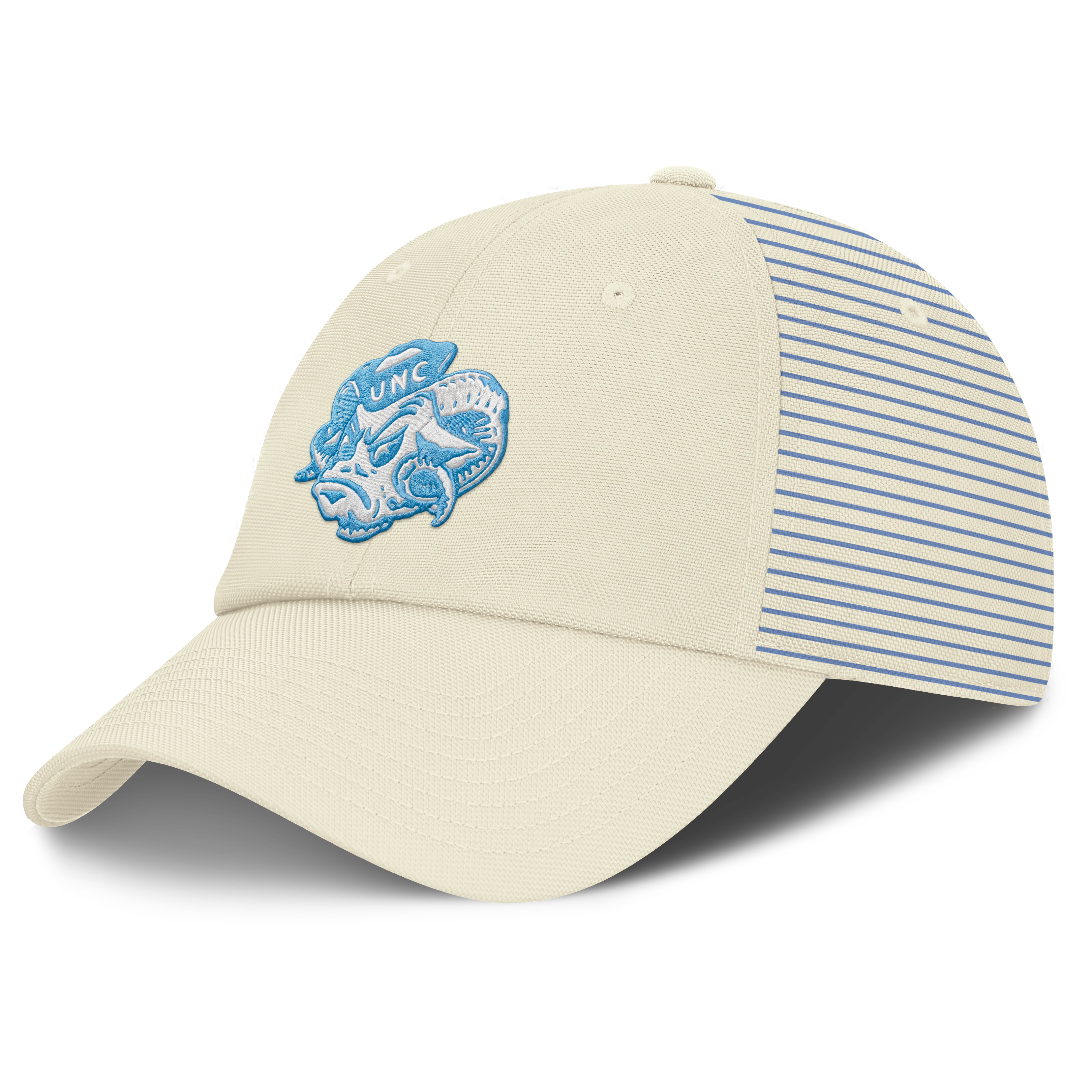 Casquette Nike blanche pour homme, logo Vault des Tar Heels de Caroline du Nord, rayée, style club, technologie Dri-FIT, ajustable
