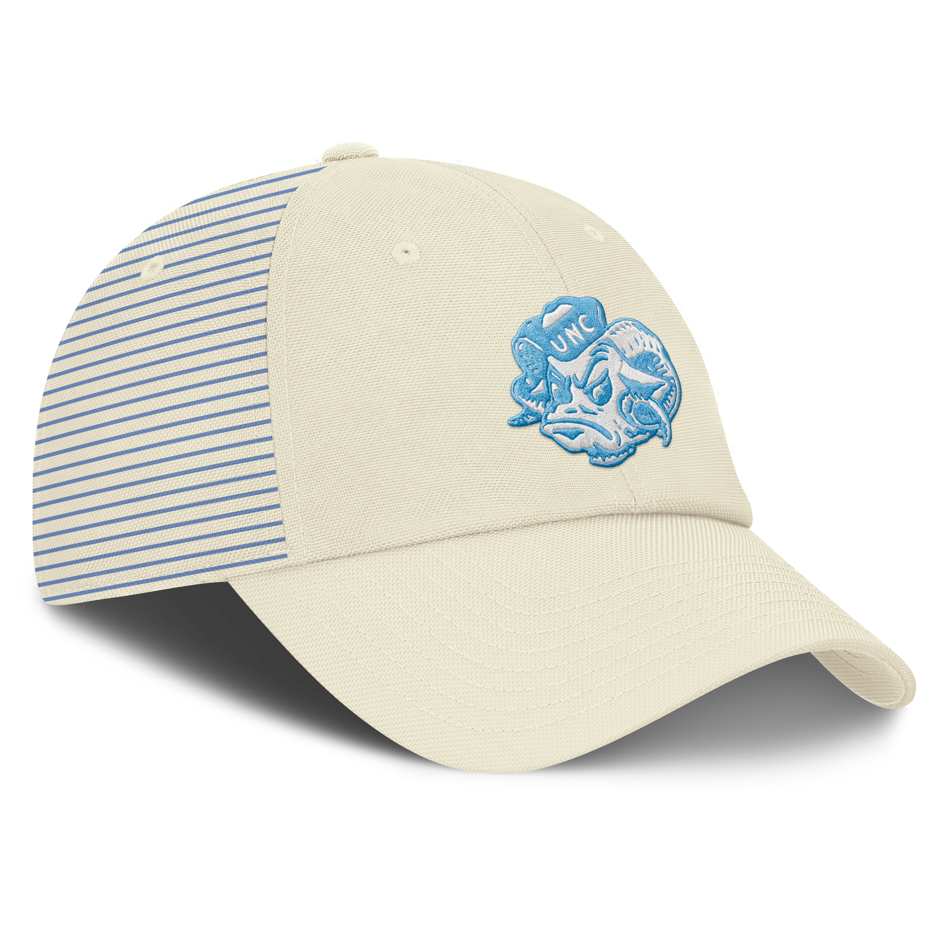 Casquette Nike blanche pour homme, logo Vault des Tar Heels de Caroline du Nord, rayée, style club, technologie Dri-FIT, ajustable