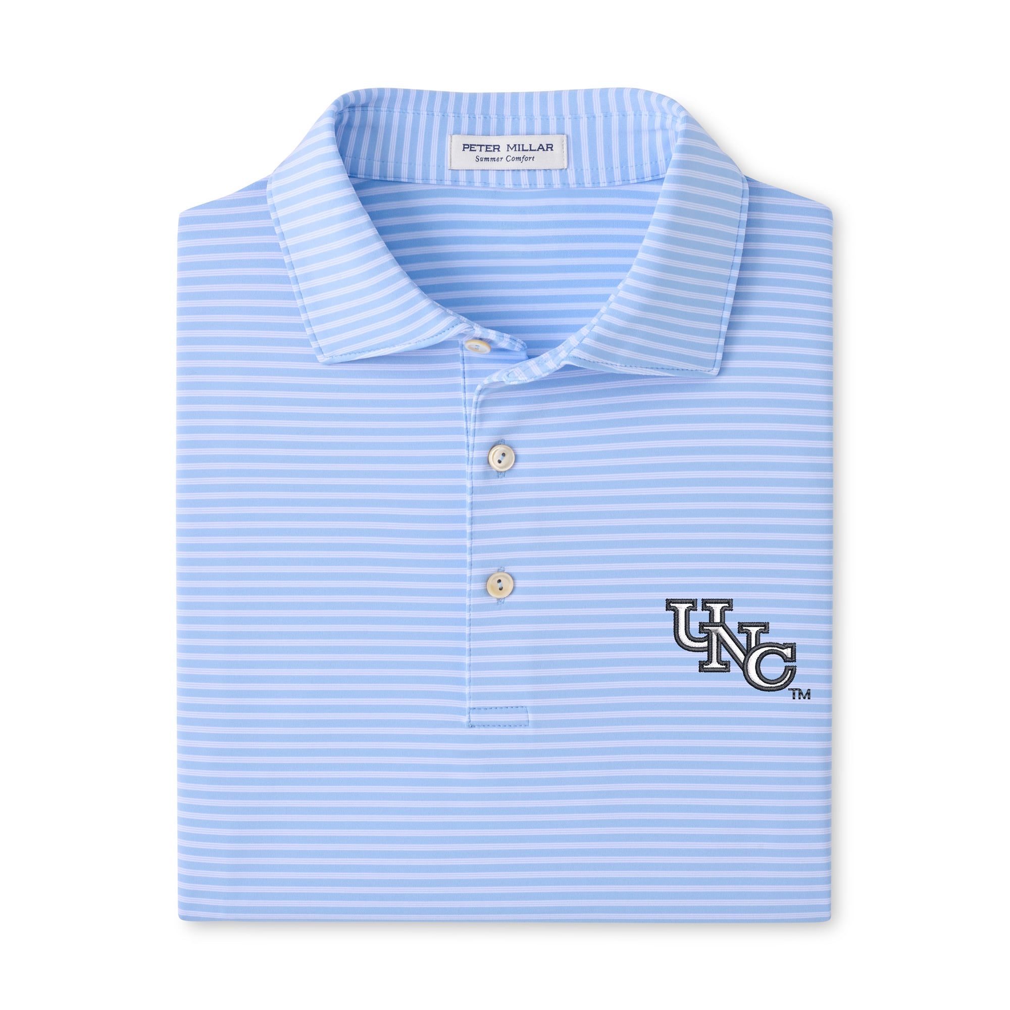 Polo rayé Peter Millar bleu Caroline, North Carolina Tar Heels, Tiebreaker Performance Jersey, pour homme