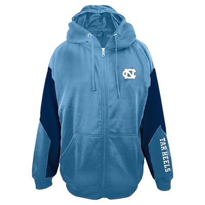 North Carolina Tar Heels Profile Big & Tall Sleeve Block Full-Zip Hoodie - Light Blue