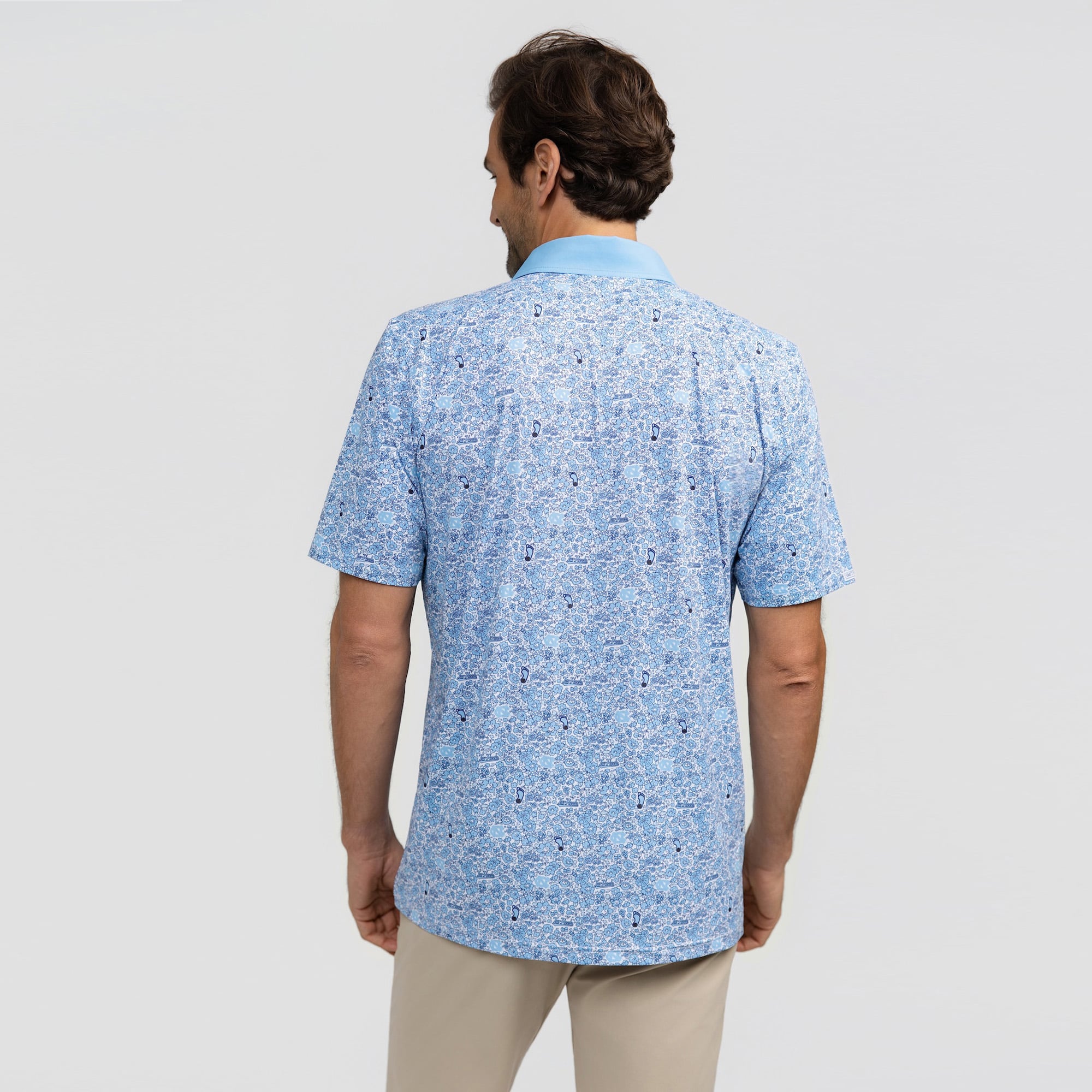 Men's Smith & Quinn Carolina Blue North Tar Heels Poppies Teddy Polo