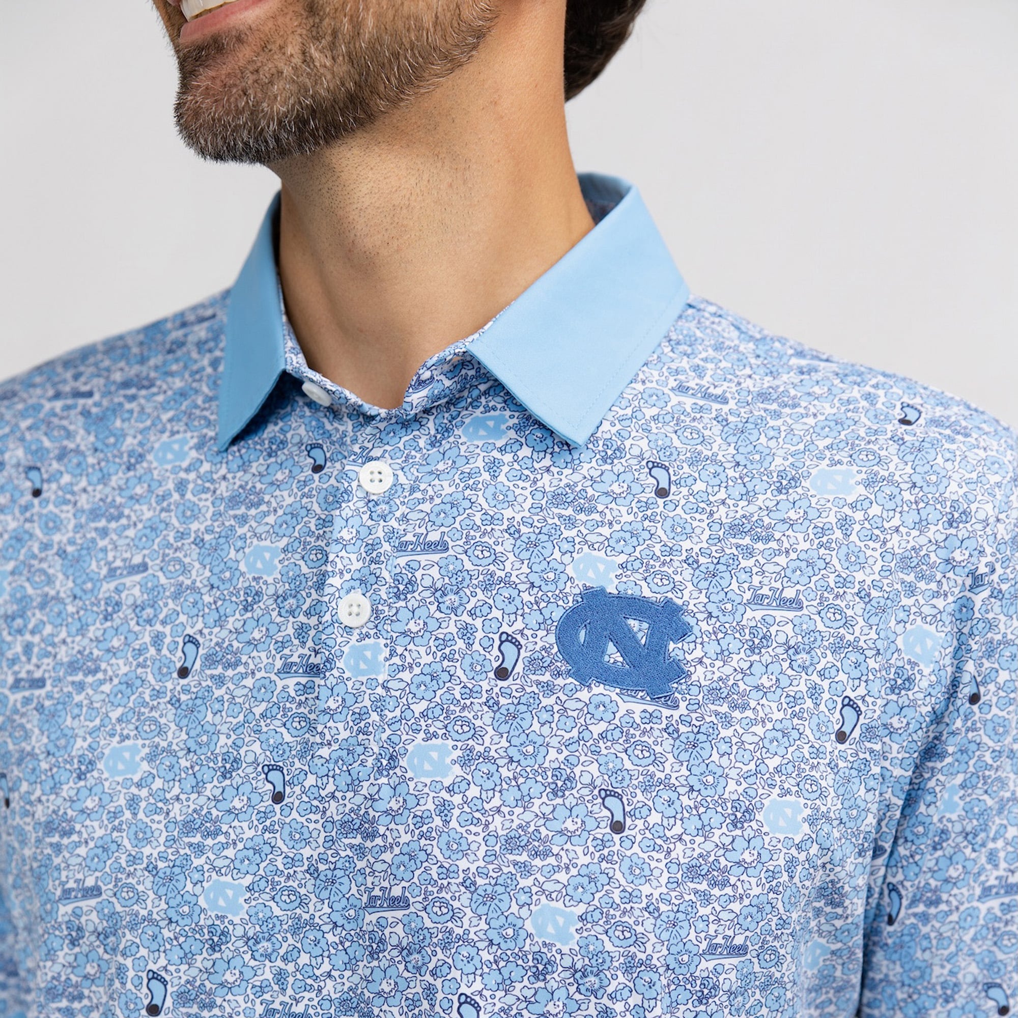 Men's Smith & Quinn Carolina Blue North Tar Heels Poppies Teddy Polo