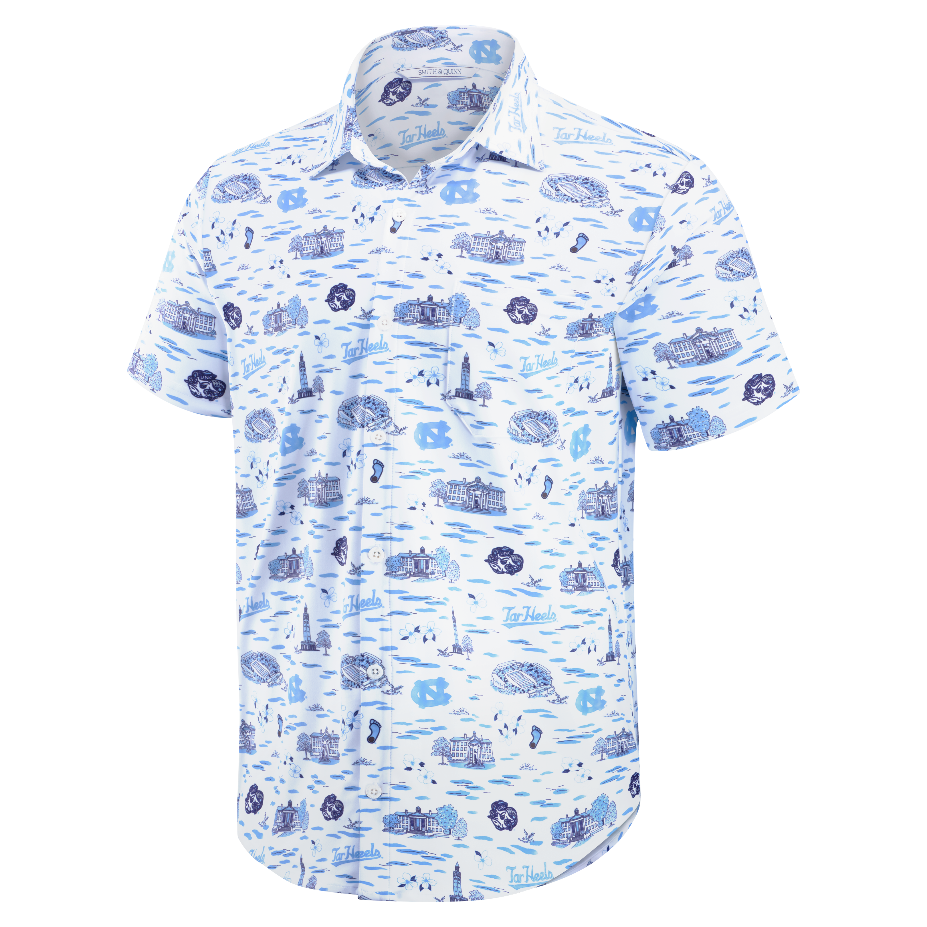 Men's Smith & Quinn White North Carolina Tar Heels Toile Boatyard Button-Up Shirt