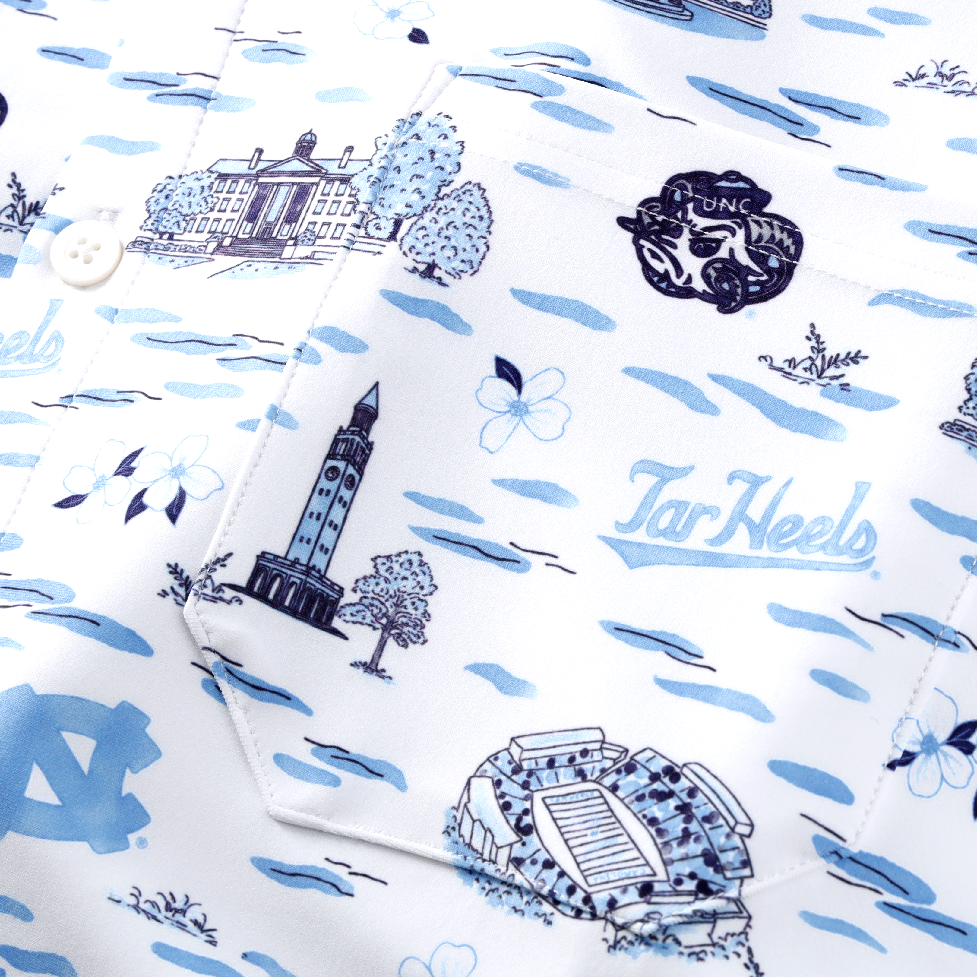 Men's Smith & Quinn White North Carolina Tar Heels Toile Boatyard Button-Up Shirt