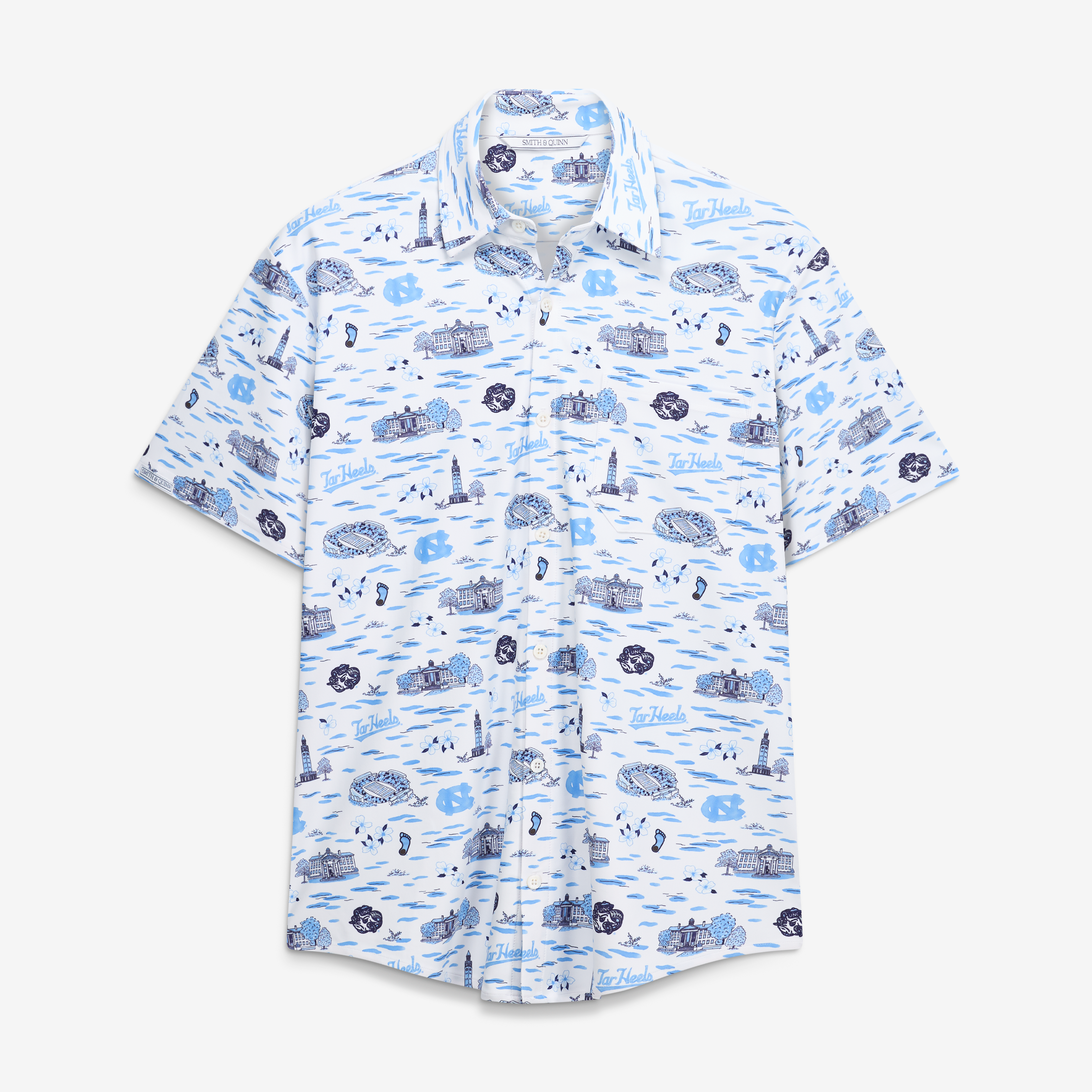 Men's Smith & Quinn White North Carolina Tar Heels Toile Boatyard Button-Up Shirt