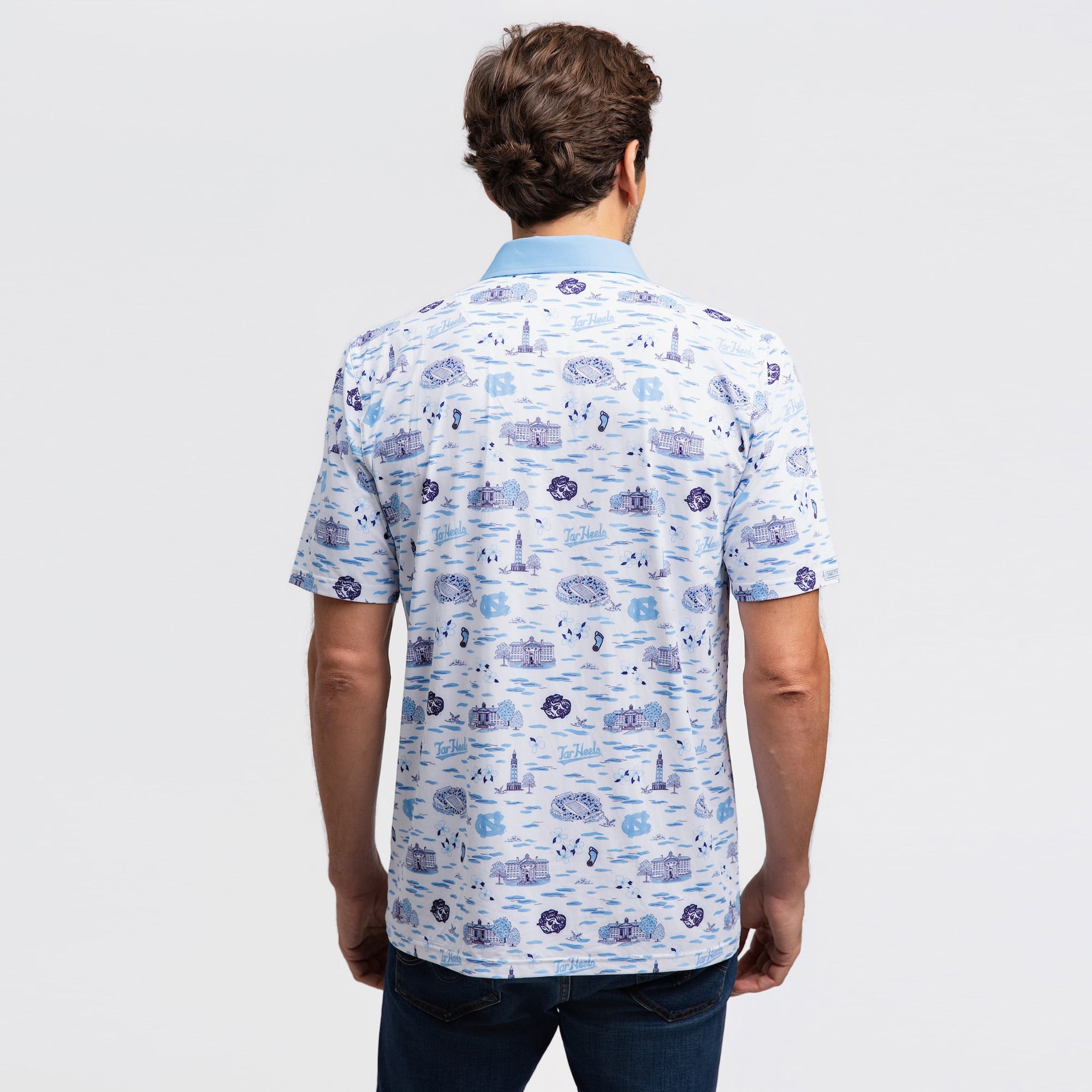 Men's Smith & Quinn White North Carolina Tar Heels Toile Teddy Polo