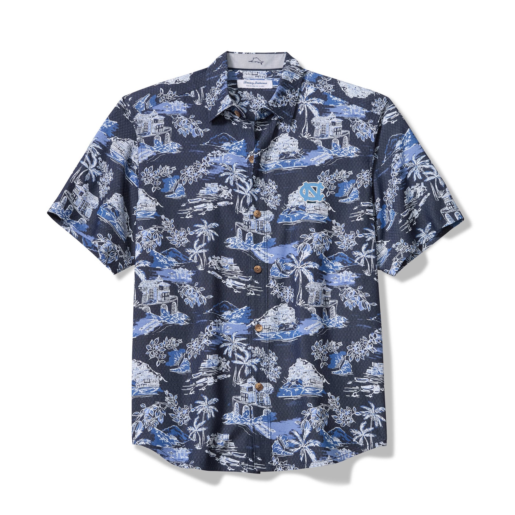 Men's Tommy Bahama Navy North Carolina Tar Heels Coastal Ease Paradise Isle Camp Button-Up Shirt