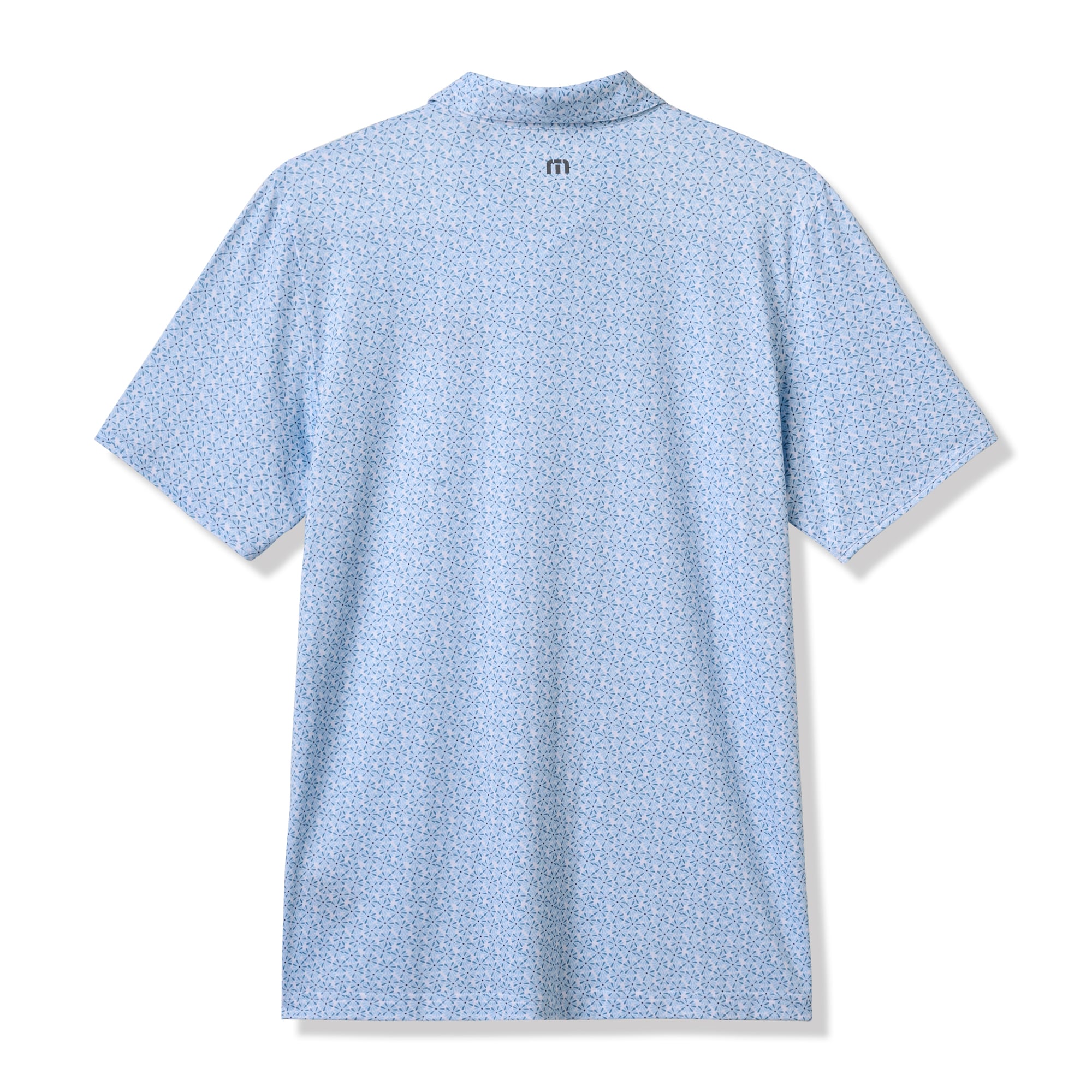 Polo TravisMathew blanc/bleu pour homme, modèle College Bound des Tar Heels de Caroline du Nord.