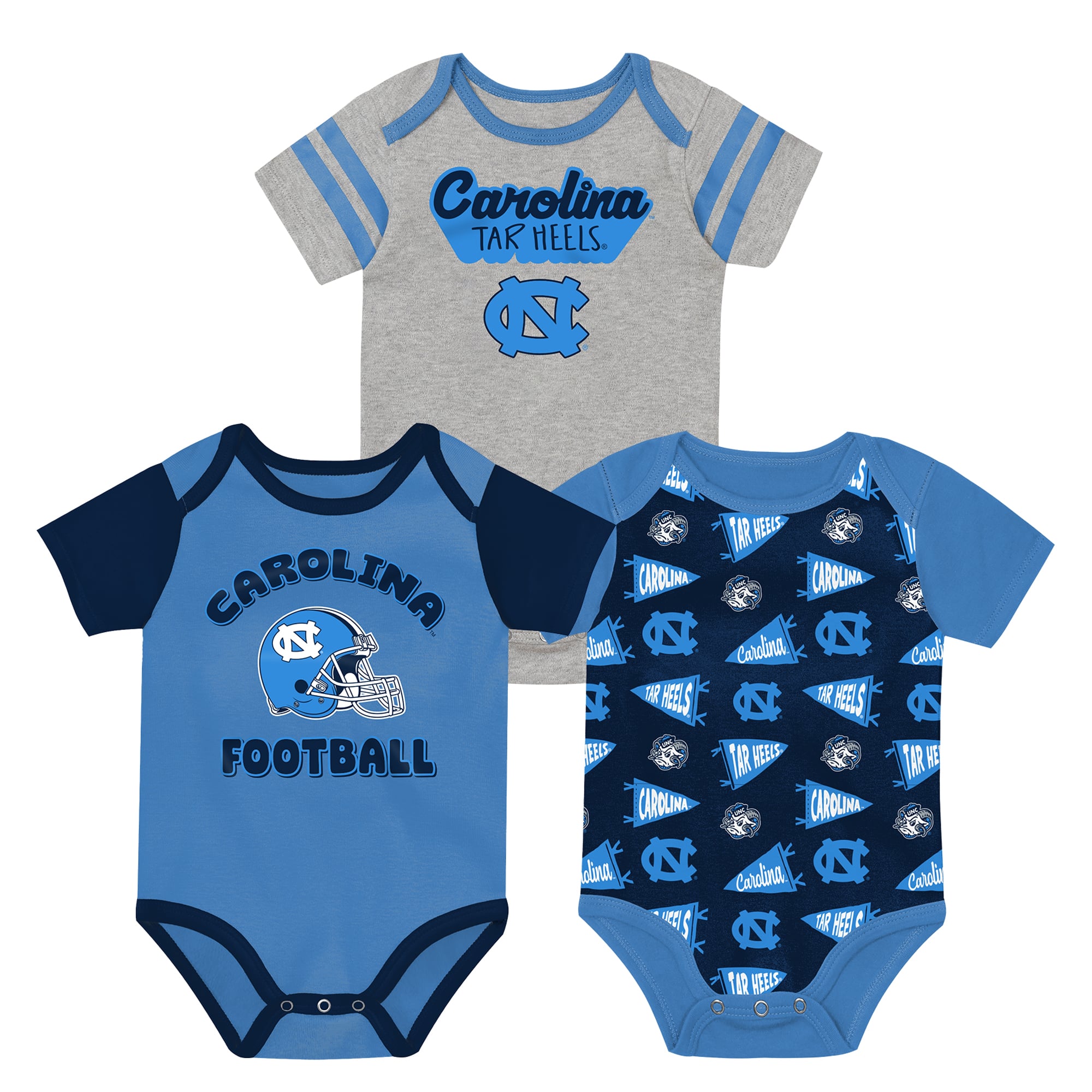 Newborn Outerstuff Carolina Blue North Tar Heels Star Player Three-Piece Bodysuit Set