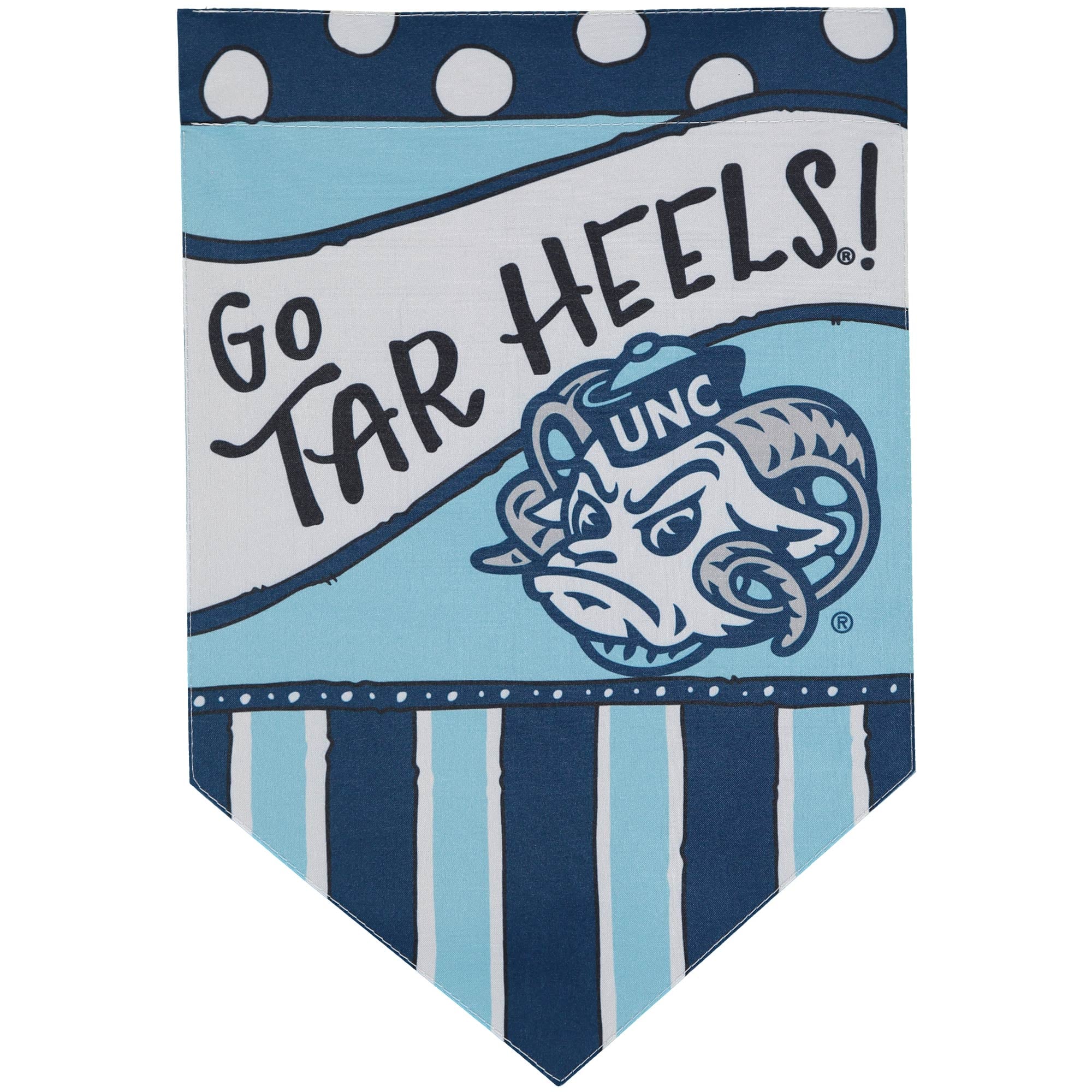 North Carolina Tar Heels 12'' x 18'' Dots & Stripes Drapeau double face