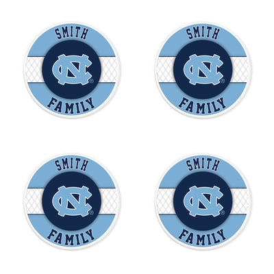 North Carolina Tar Heels 4" Personalized Circular Coasters 4-Pack Set