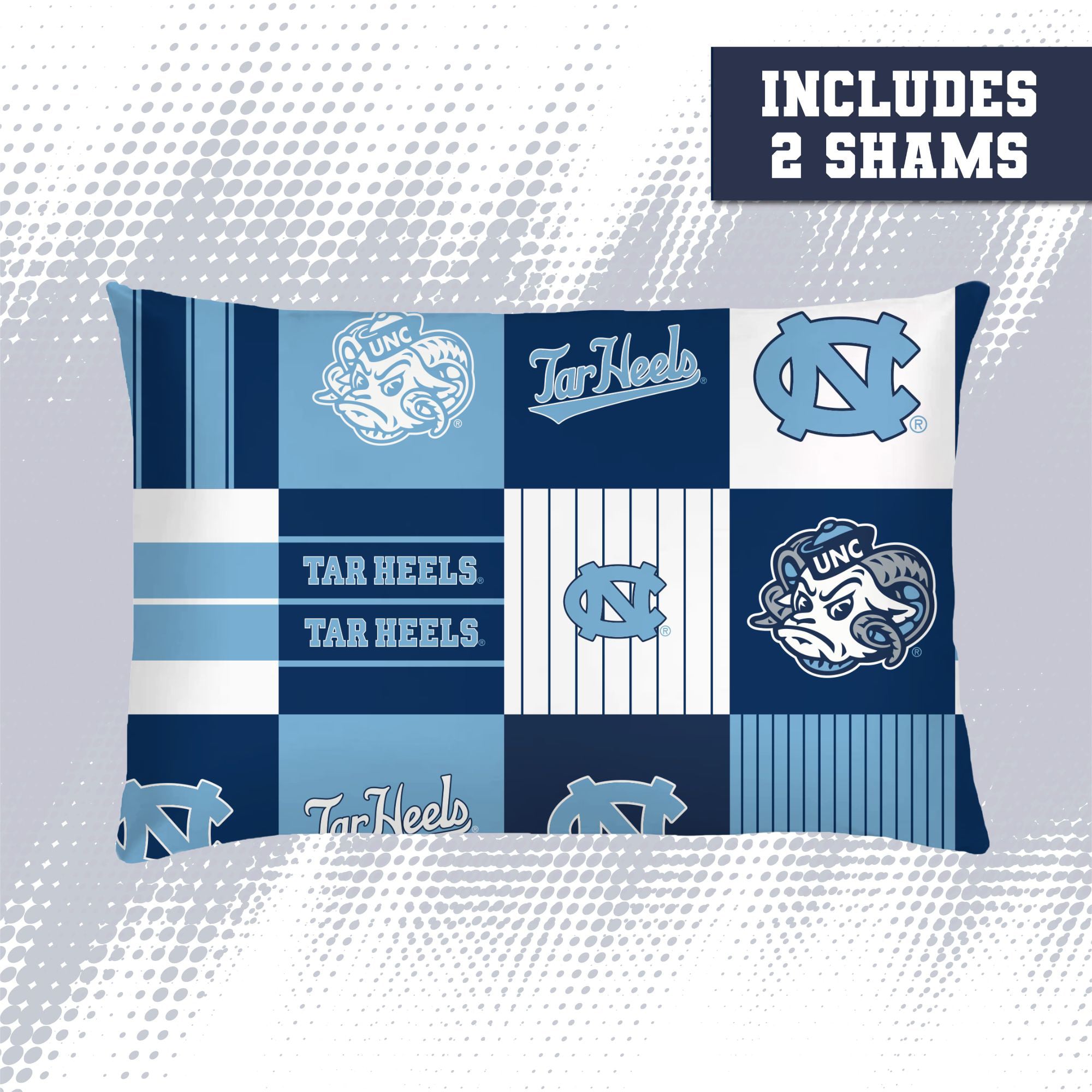 Ensemble de literie trois pièces Pegasus North Carolina Tar Heels à carreaux patchwork pour lit double/queen