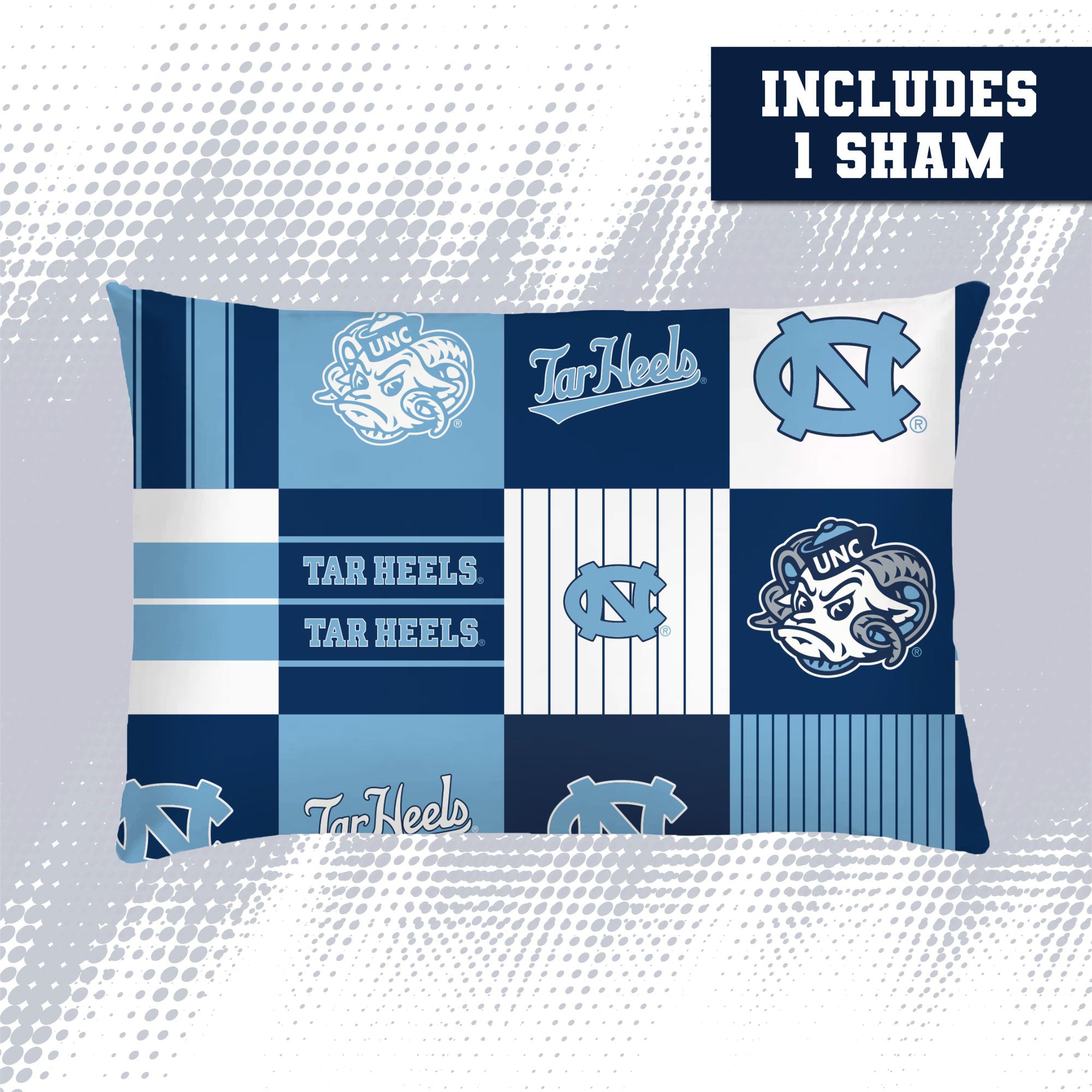 Ensemble de literie deux pièces Pegasus North Carolina Tar Heels à carreaux patchwork, pour lit simple/simple XL.