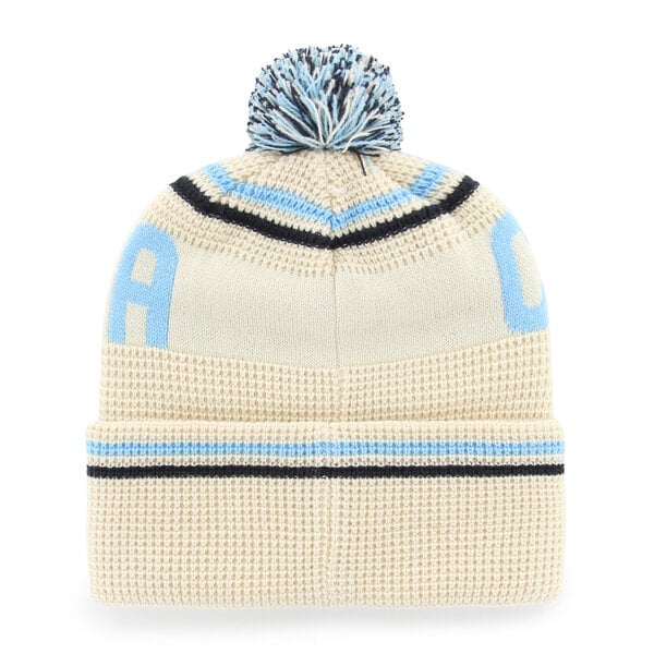 Bonnet unisexe '47 crème North Carolina Tar Heels en maille gaufrée à revers avec pompon