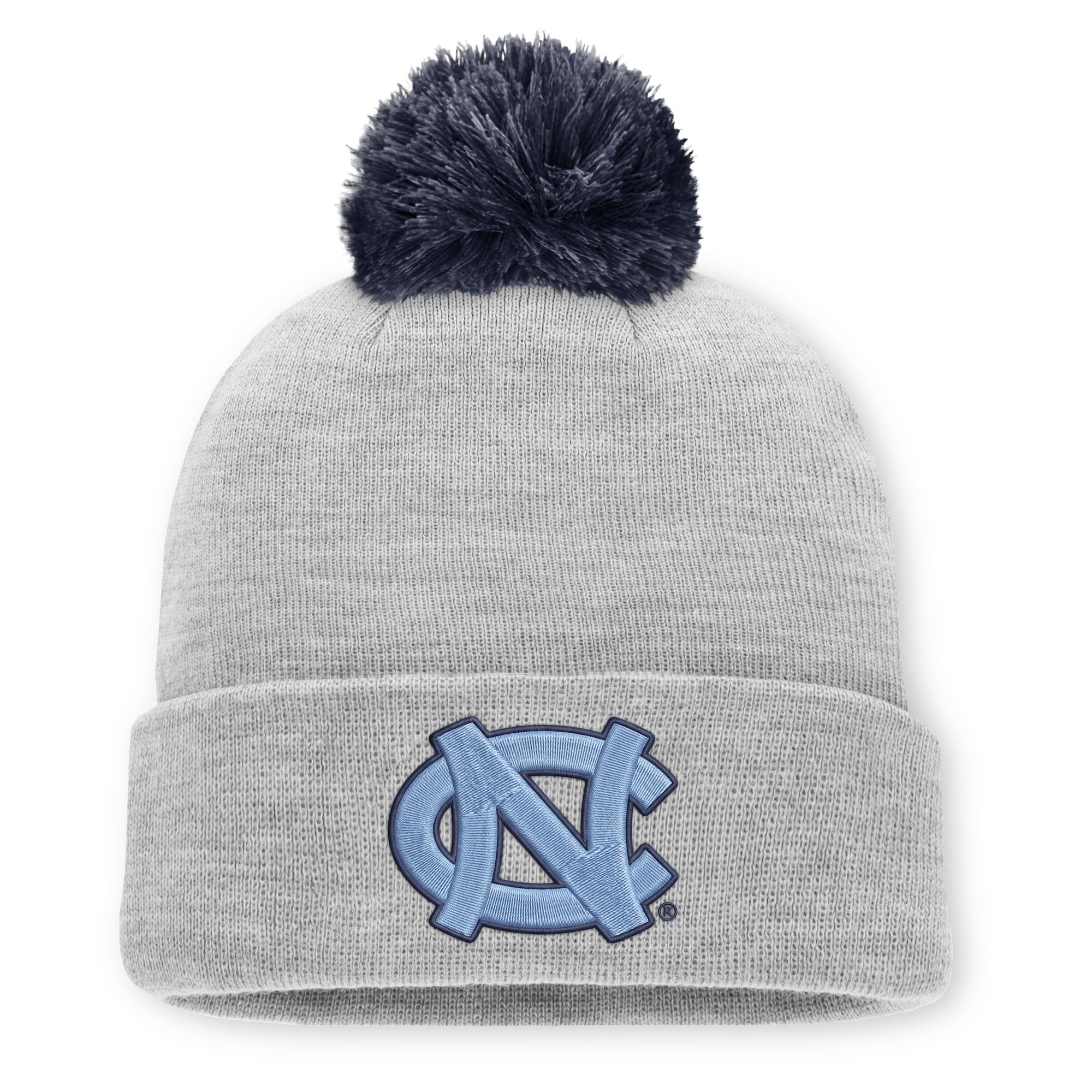 Bonnet unisexe Jordan Brand gris chiné North Carolina Tar Heels Primetime Script à revers et pompon
