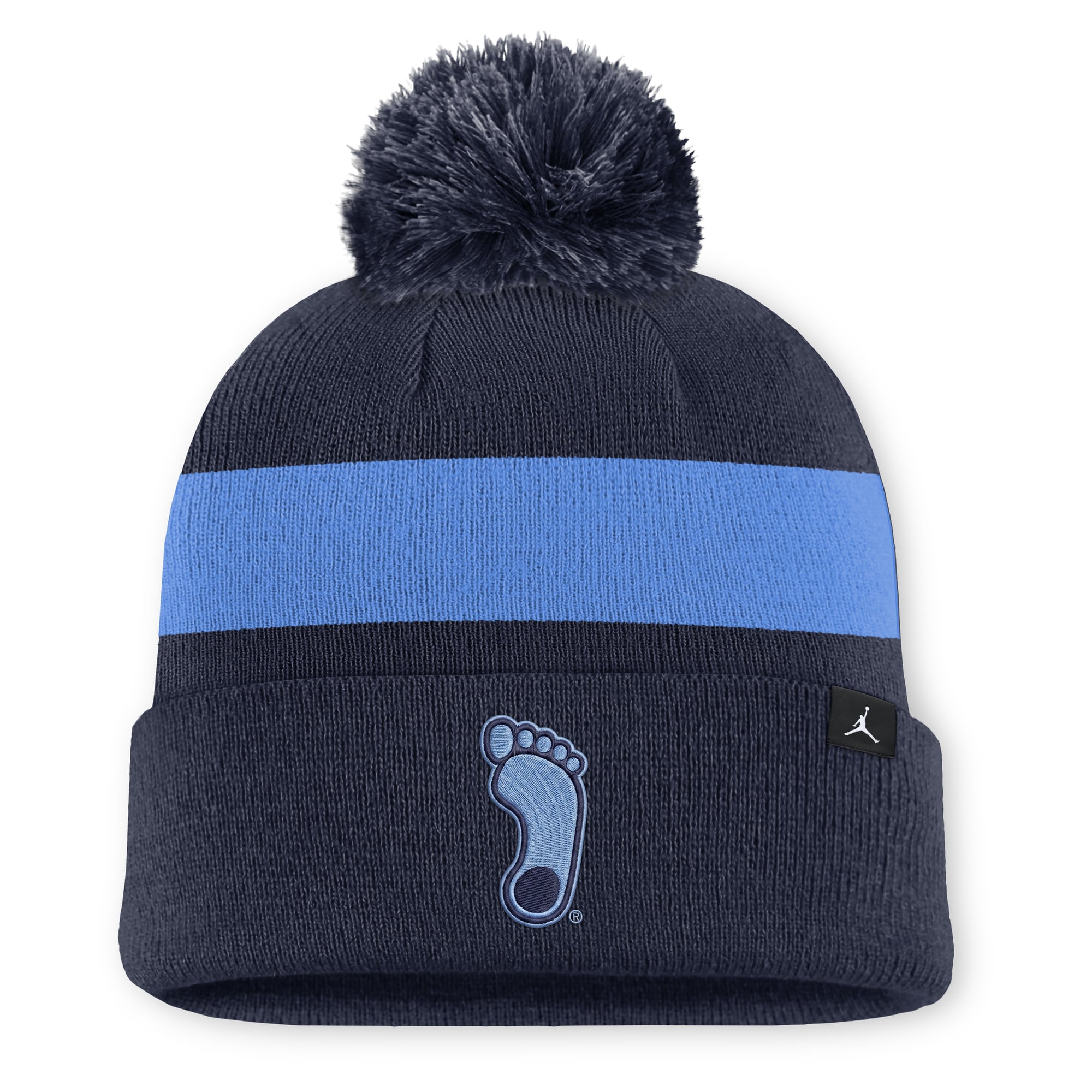 Bonnet unisexe Jordan Brand bleu marine à rayures Primetime Tar Heels de Caroline du Nord avec pompon