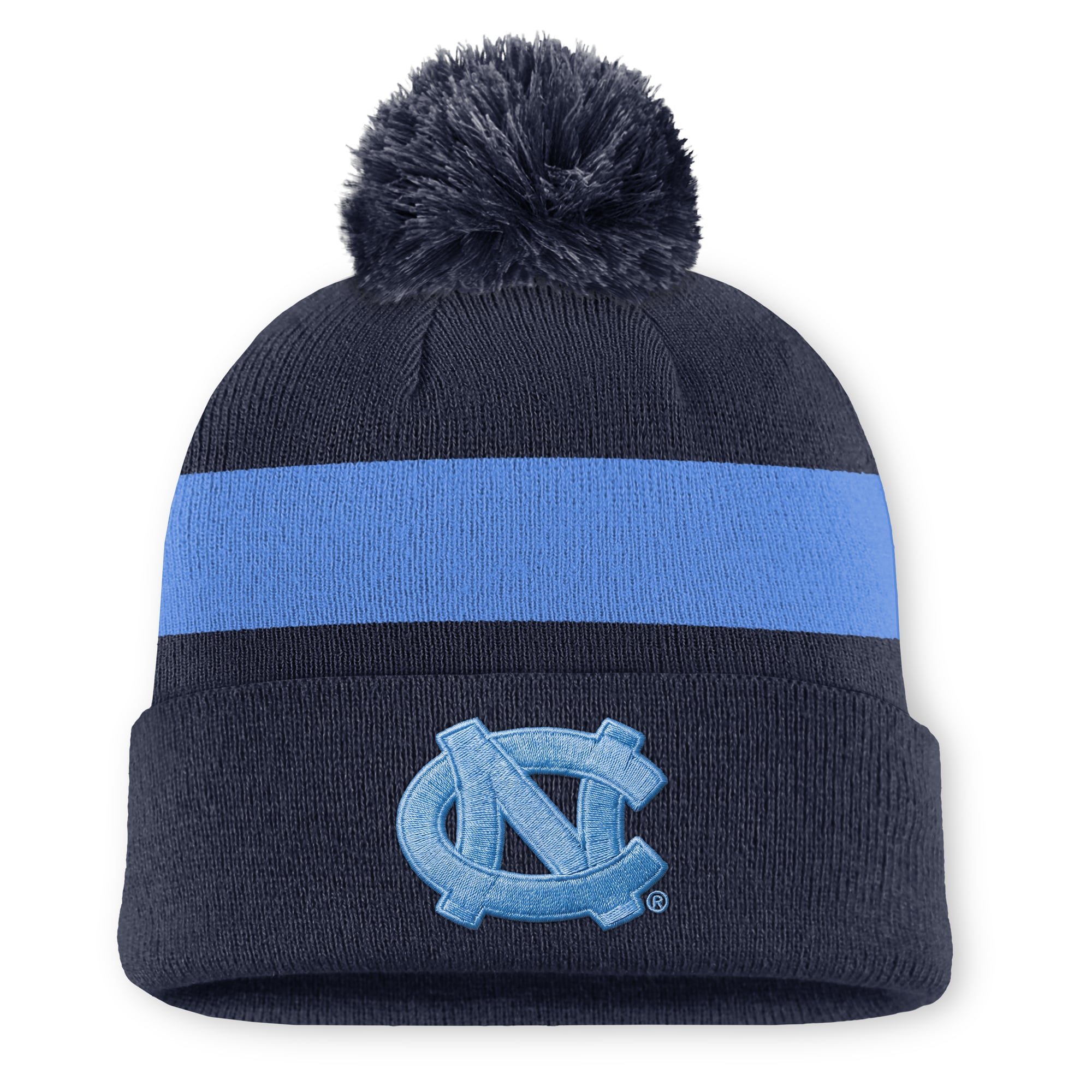 Bonnet unisexe Jordan Brand bleu marine à rayures Primetime Tar Heels de Caroline du Nord avec pompon