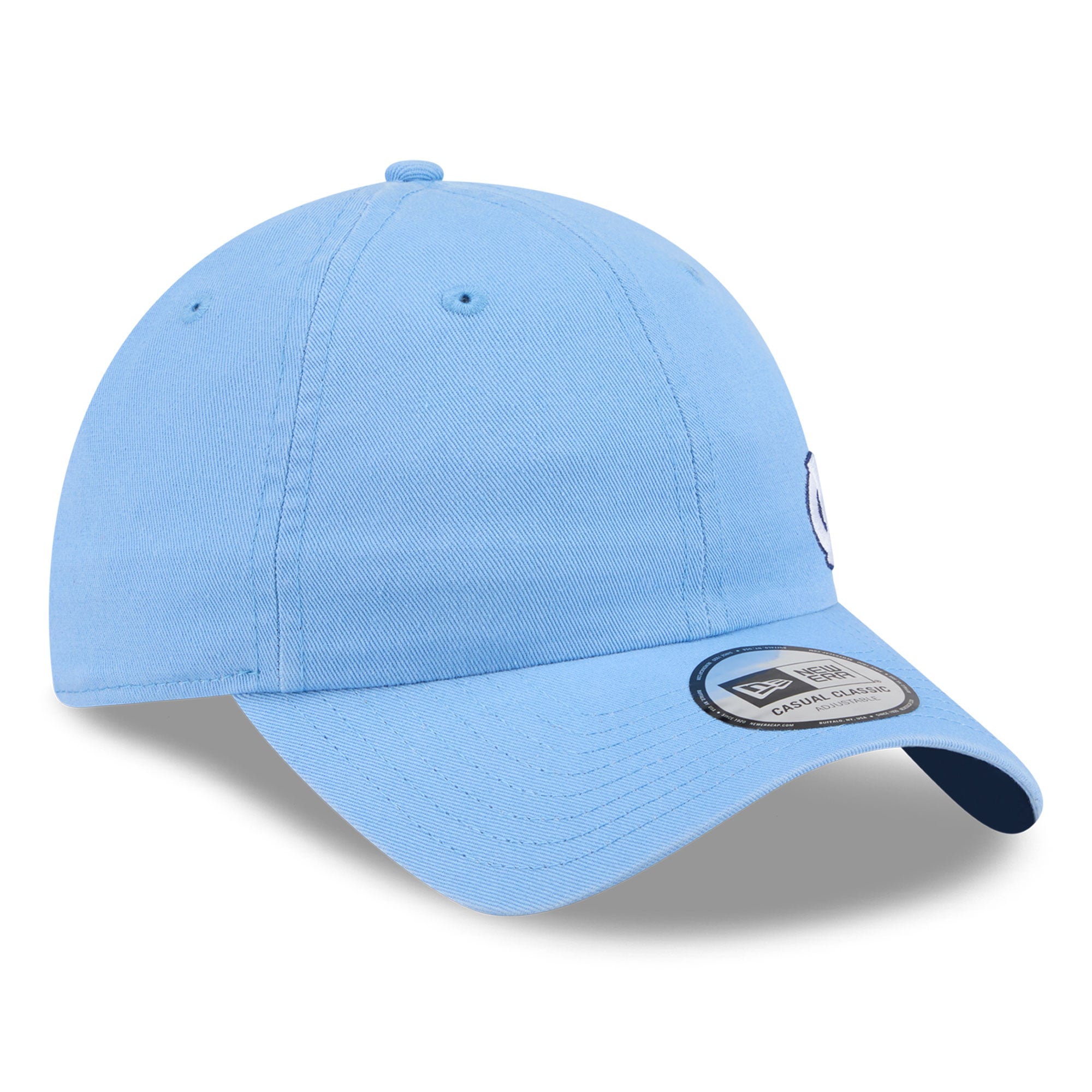Casquette unisexe New Era bleu Caroline, modèle classique et ajustable, à l'effigie des Tar Heels de Caroline du Nord.