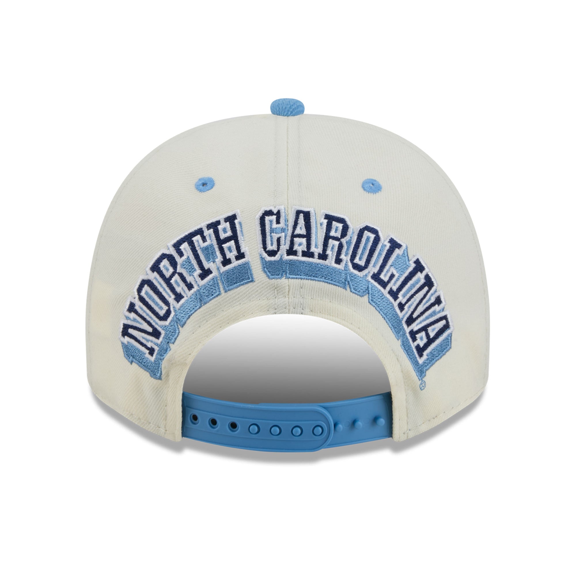 Casquette unisexe New Era blanche/bleu Caroline des Tar Heels de Caroline du Nord, modèle A-Frame 9FIFTY Snapback