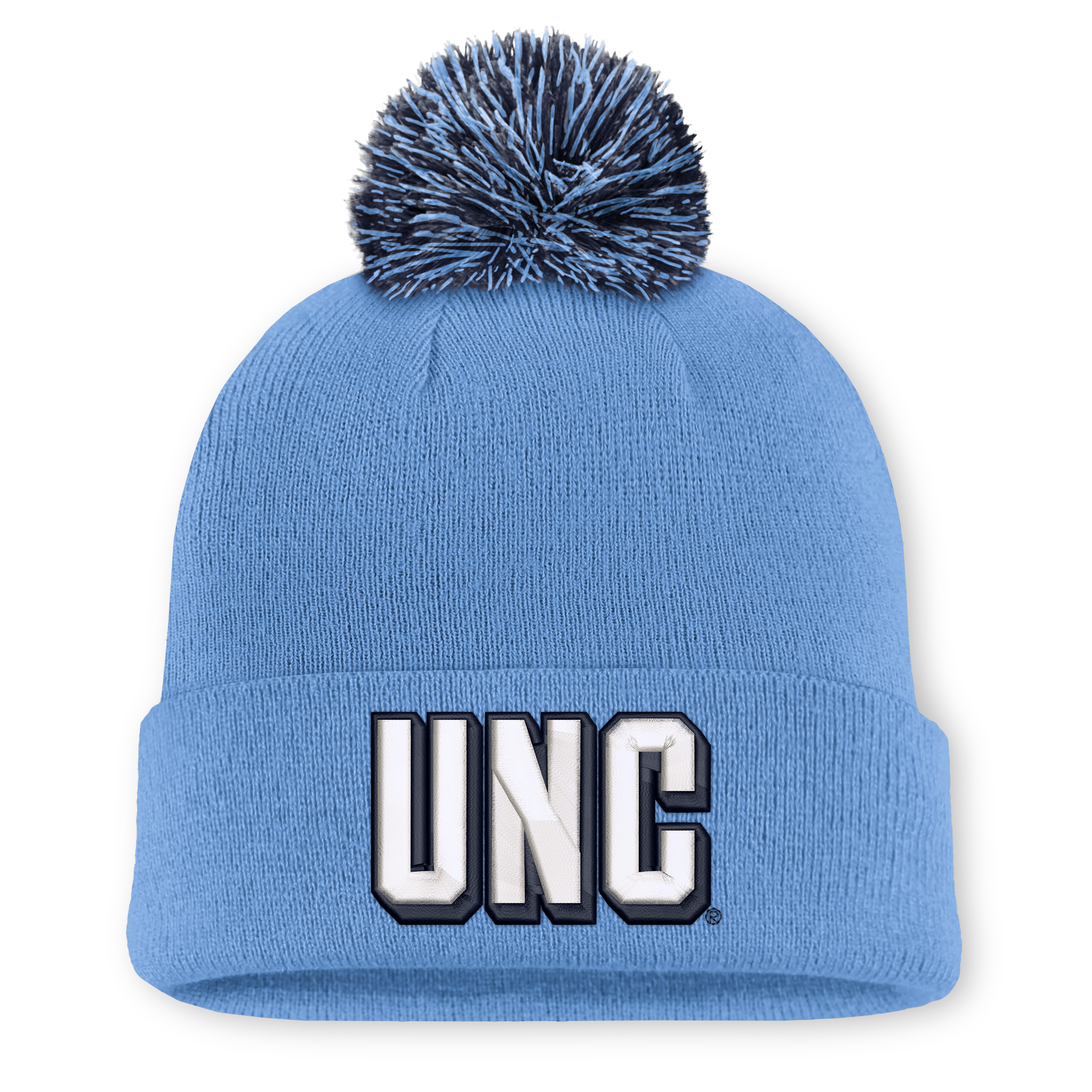 Bonnet unisexe Nike blanc à pompon, orné du logo des Tar Heels de Caroline Nord.