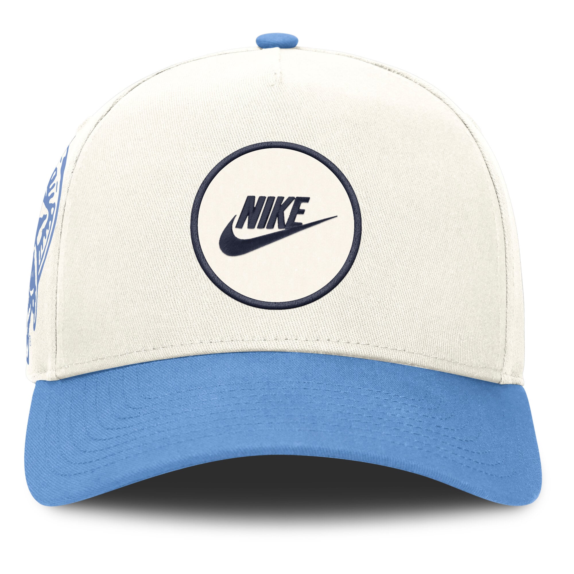 Casquette unisexe Nike blanche/bleu Caroline des Tar Heels de Caroline du Nord, logo latéral montant, technologie Dri-FIT, ajustable