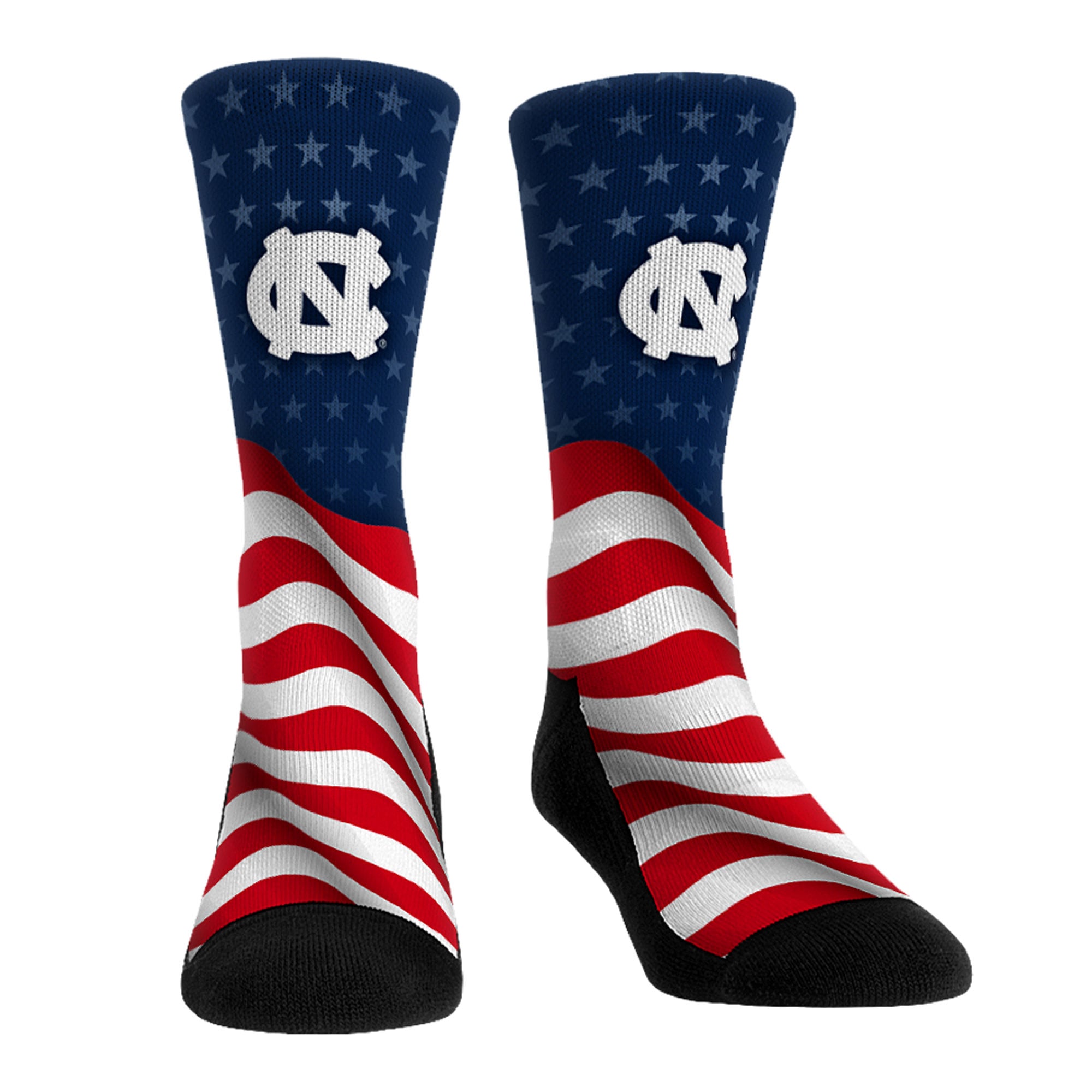 Chaussettes unisexes Rock Em Blue North Carolina Tar Heels avec drapeau patriotique