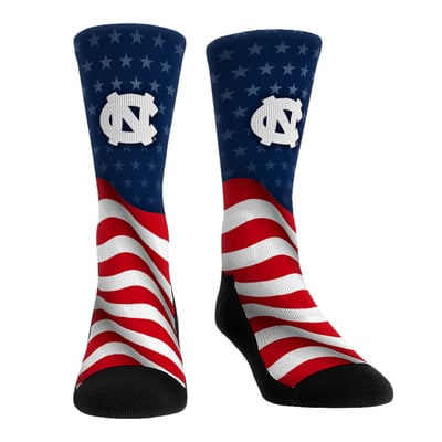  North Carolina Tar Heels Rock Em Unisex Patriotic Flag Crew Socks - Blue