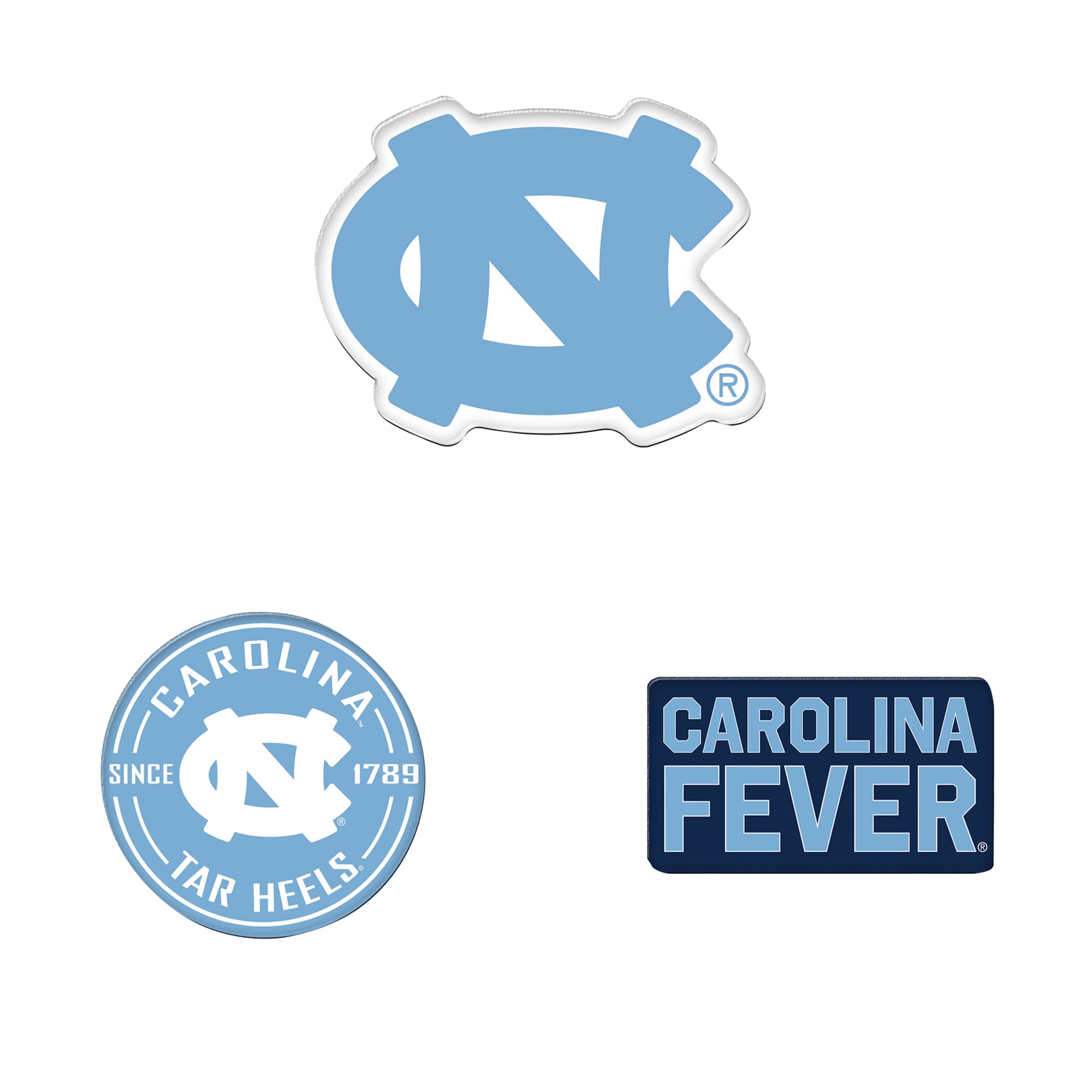 WinCraft  North Carolina Tar Heels 3-Pack Premium Fridge Magnet Set