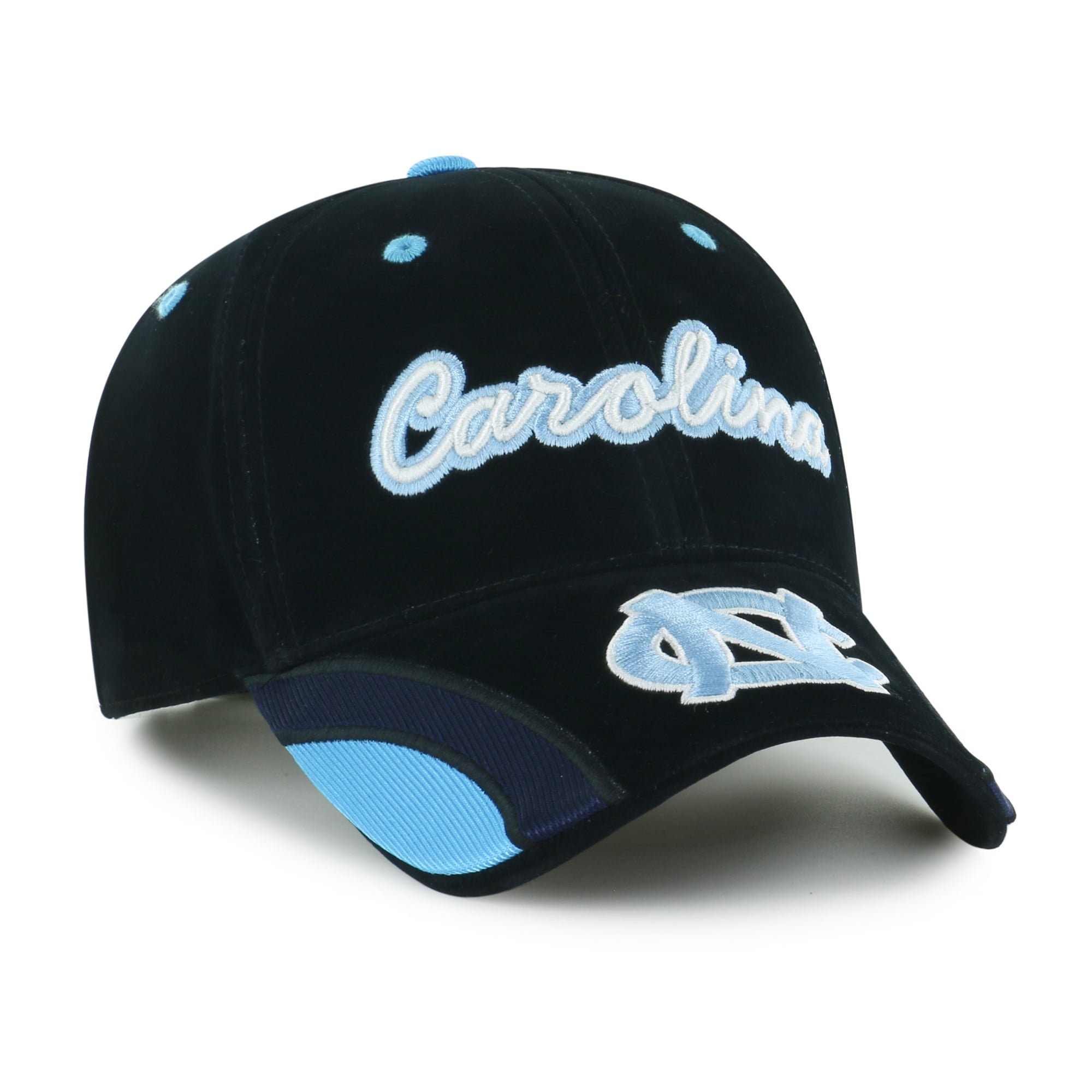 Women's '47 Black North Carolina Tar Heels Velvet Denim Script MVP Adjustable Hat
