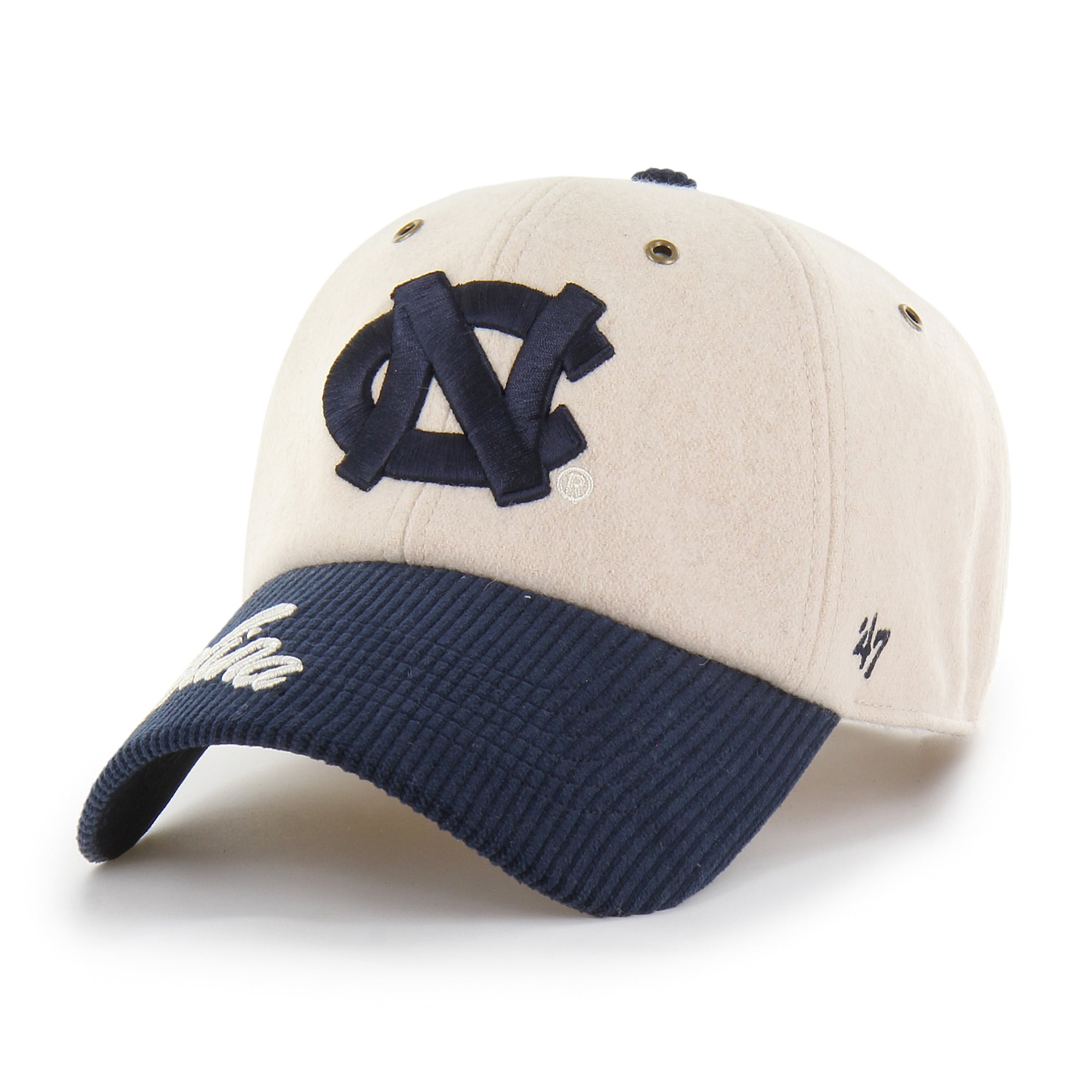 Women's '47 Cream/Navy North Carolina Tar Heels Rope Script Clean Up Adjustable Hat