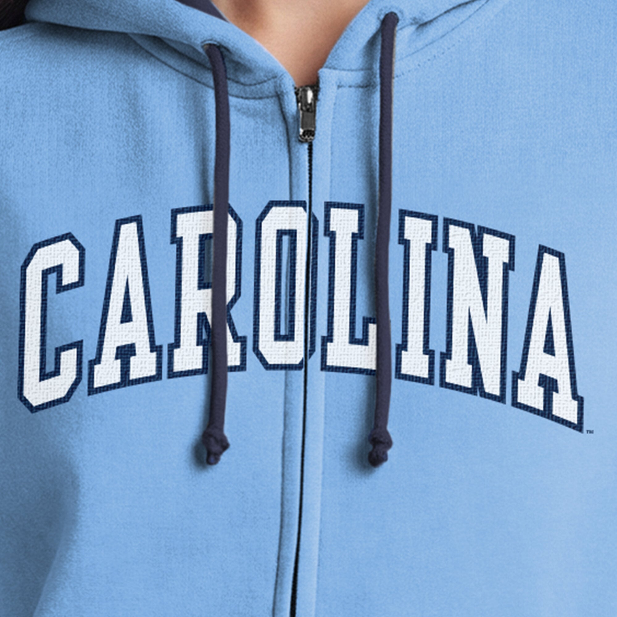 Sweat à capuche zippé en polaire Champion bleu marine pour femme, modèle North Carolina Tar Heels Arch.