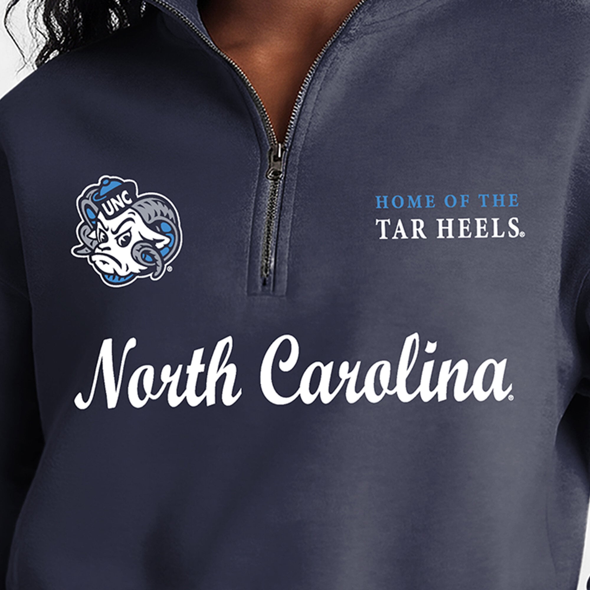 Women's Champion Navy North Carolina Tar Heels Academic Triumph Quarter-Zip Tri-Blend Pullover