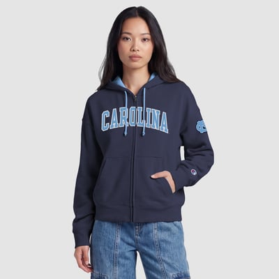 North Carolina Tar Heels Champion Women's Arch Full-Zip Fleece Hoodie - Navy