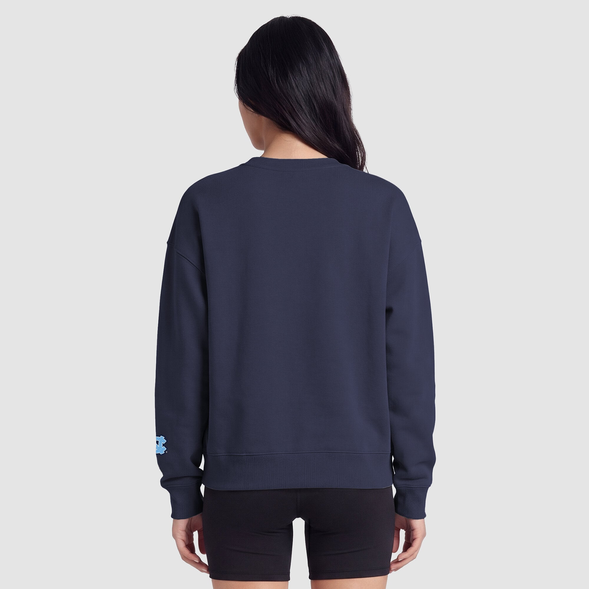 Women's Champion Navy North Carolina Tar Heels Fleece Crew Sweatshirt